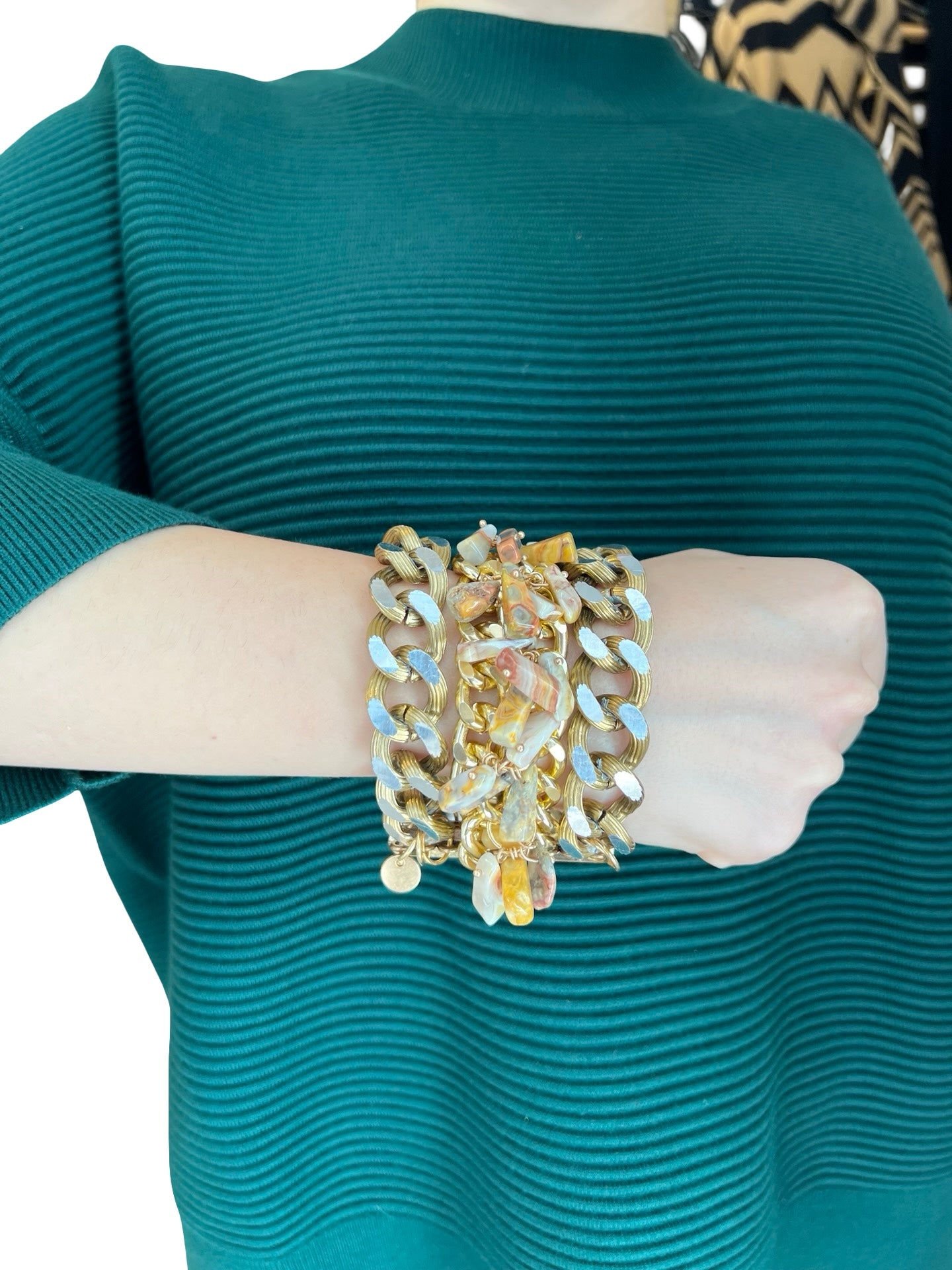 Bracciale Il Baco Da Seta Collegamenti larghi Pietre naturali