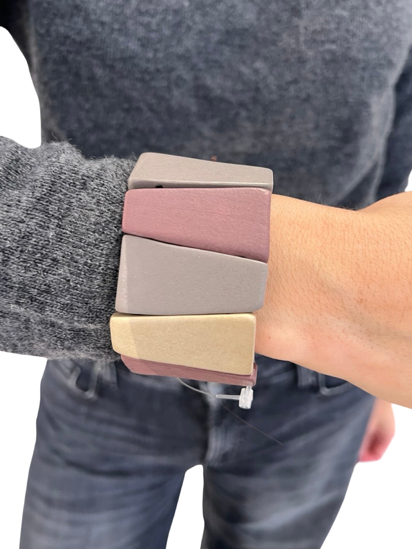 Pulsera Il Baco Da Seta Elastico Cuentas Maderas Malva