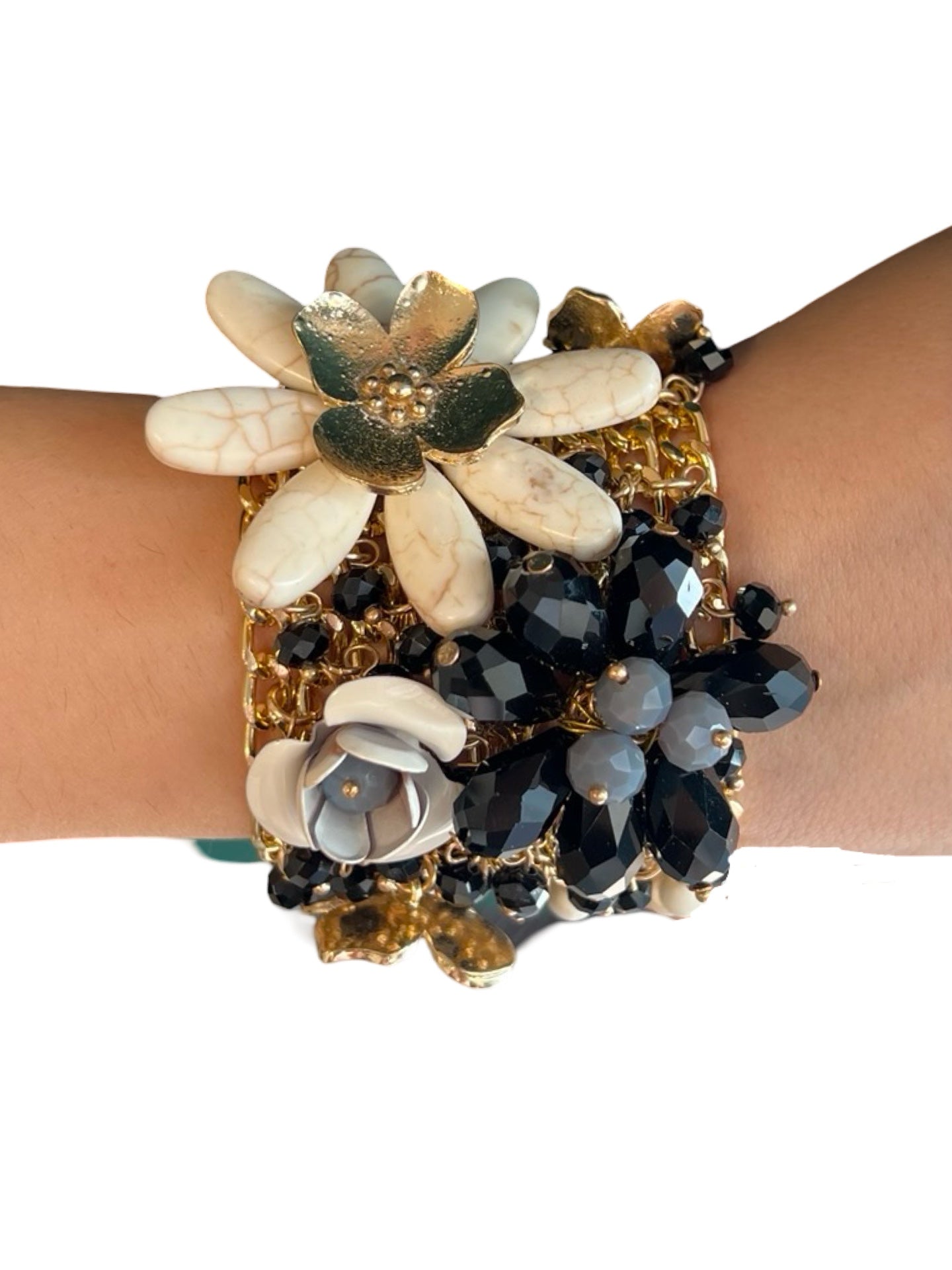 Pulsera Il Baco Da Seta Cadenas Flores Metal