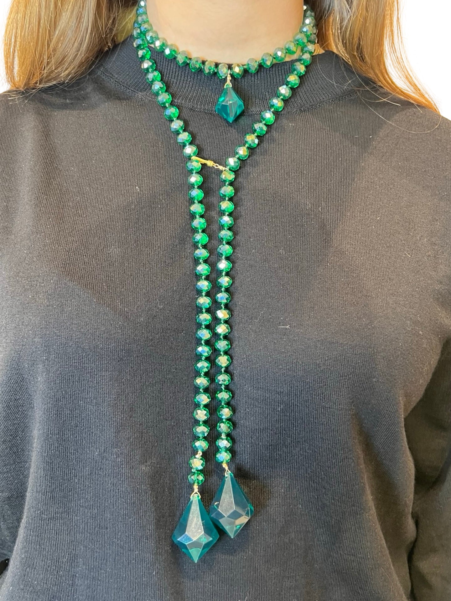 Collar Fabrizio Marcantelli Perlitas y Gota de Piedra Verde