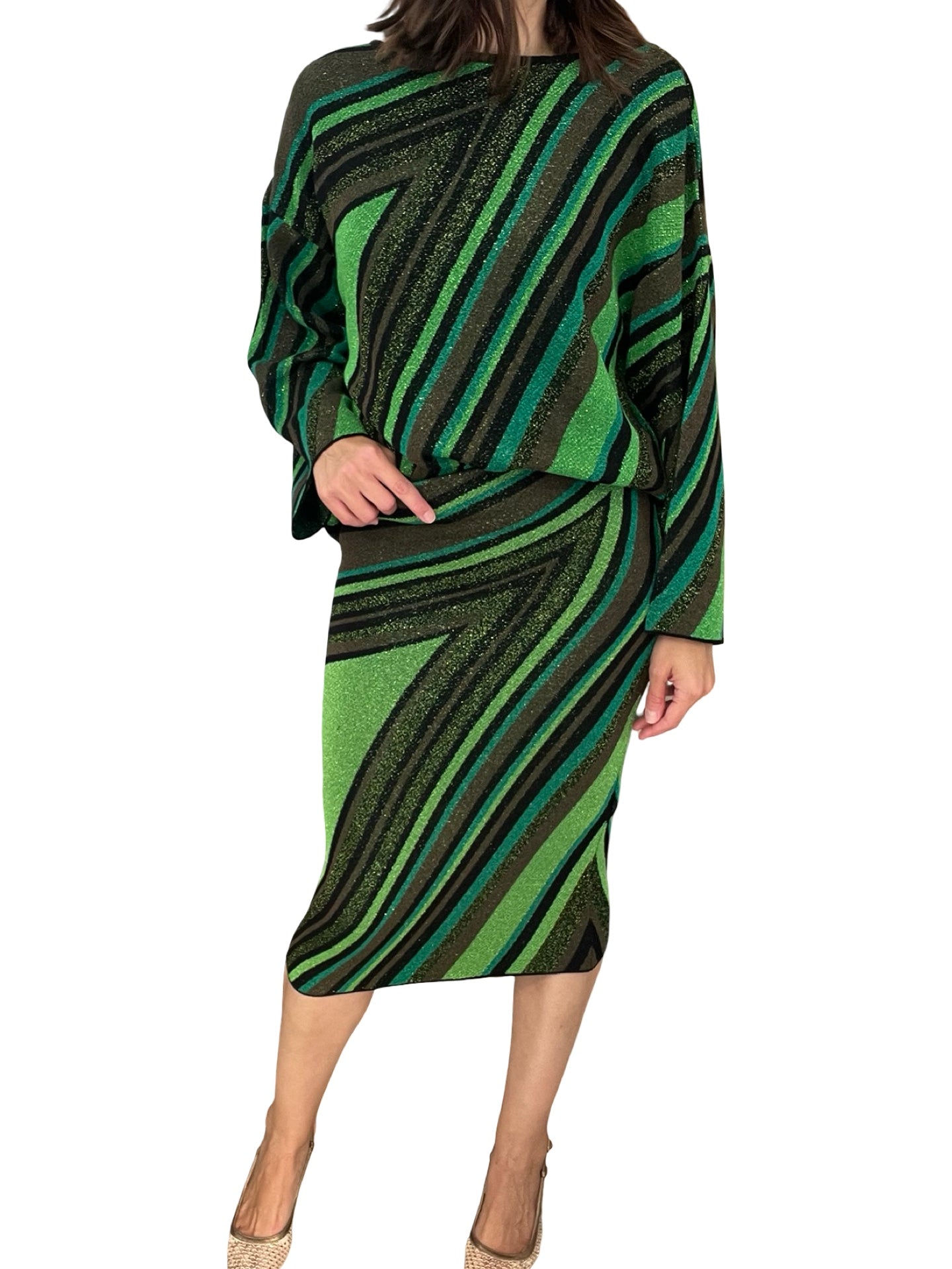 AKEP Point Lurex Green Skirt