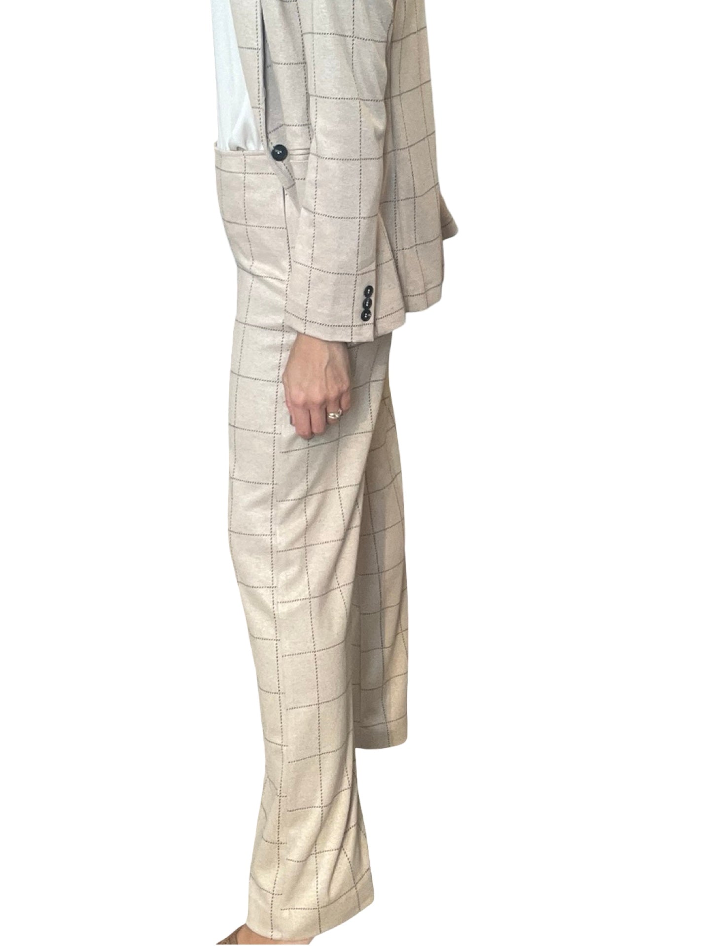 Pantalon Goodmatch Ancho Cuadros Beige