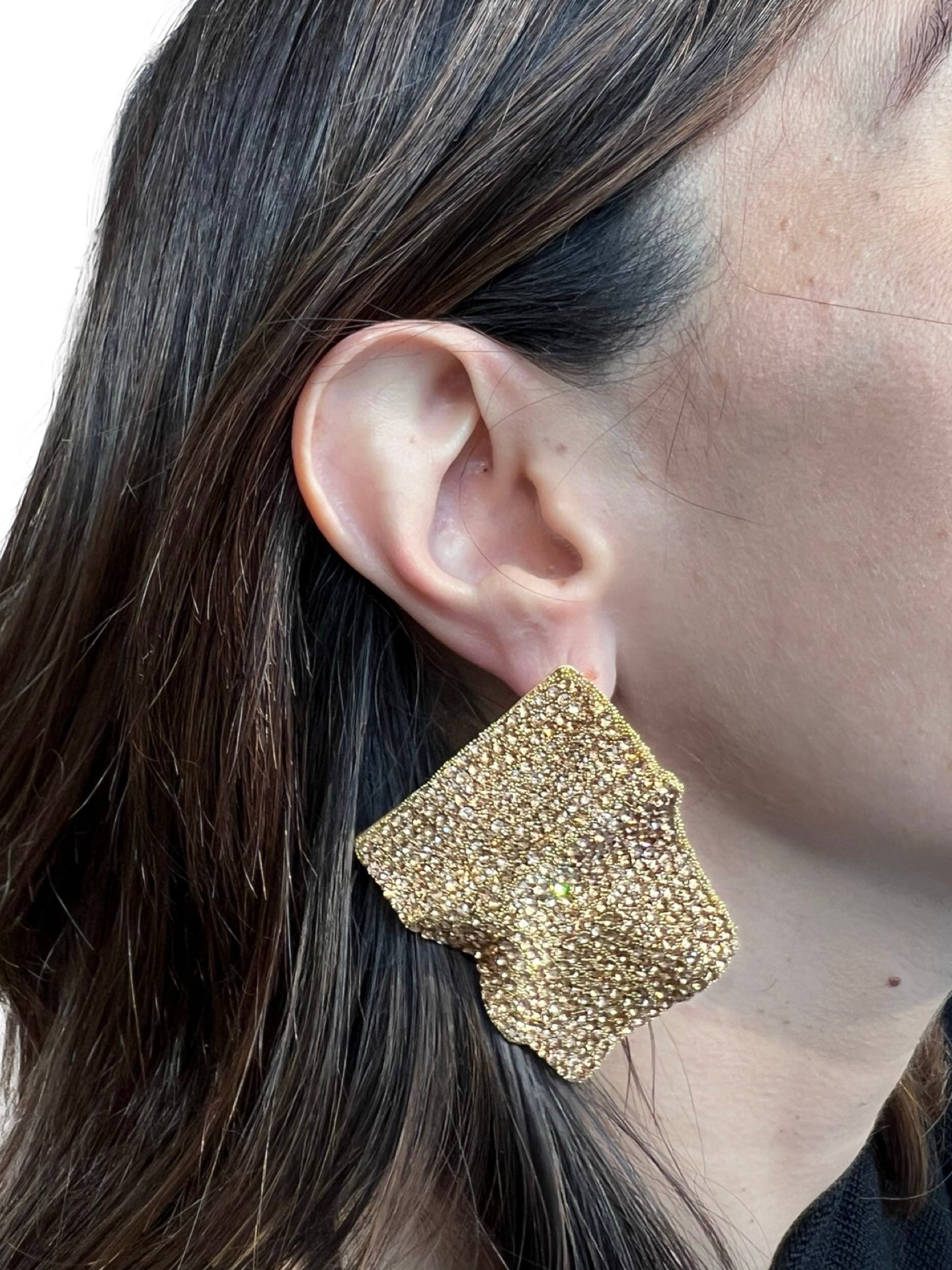 Earrings Il Baco Da Seta Golden Shiny Rhombus