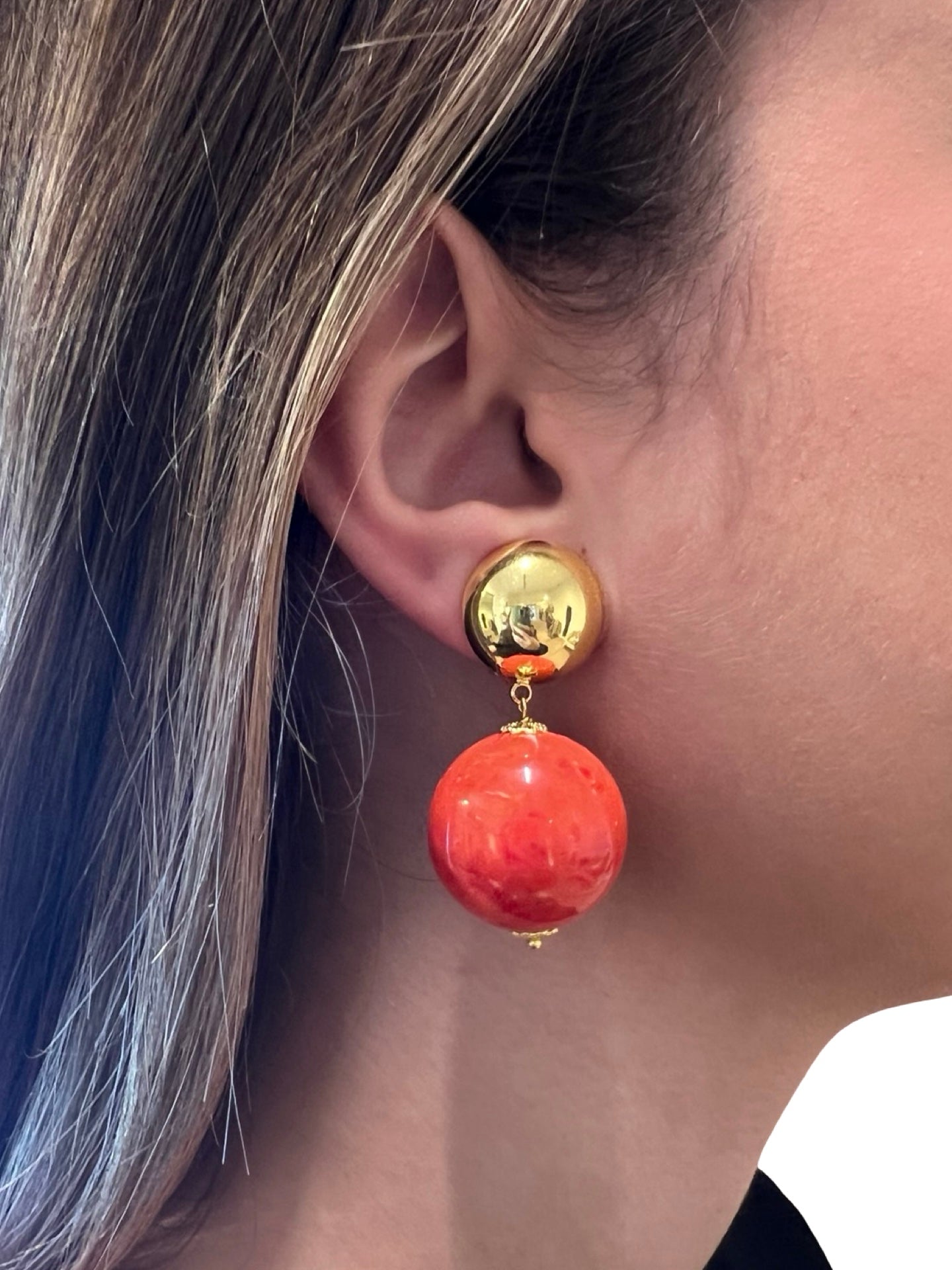 Pendientes Fabrizio Marcantelli Bola Coral Clip