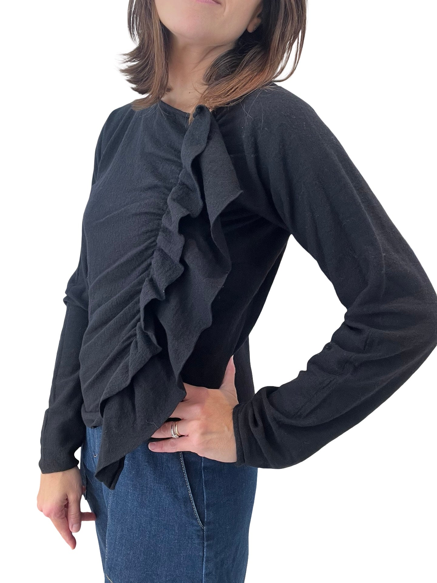 Conti Lightweight Sweater Ruffles on the Side