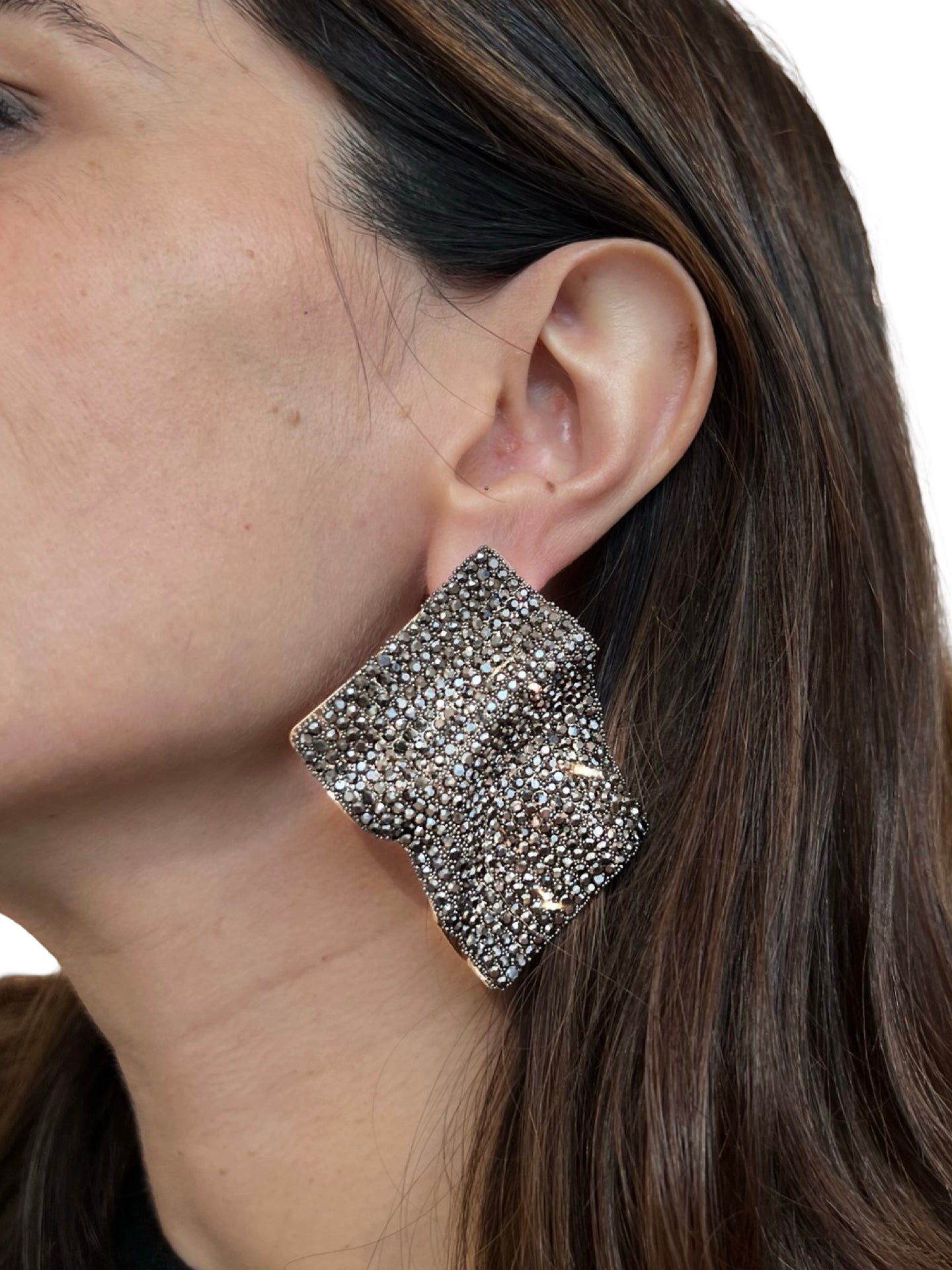 Earrings Il Baco Da Seta Gray Bright Rhombus