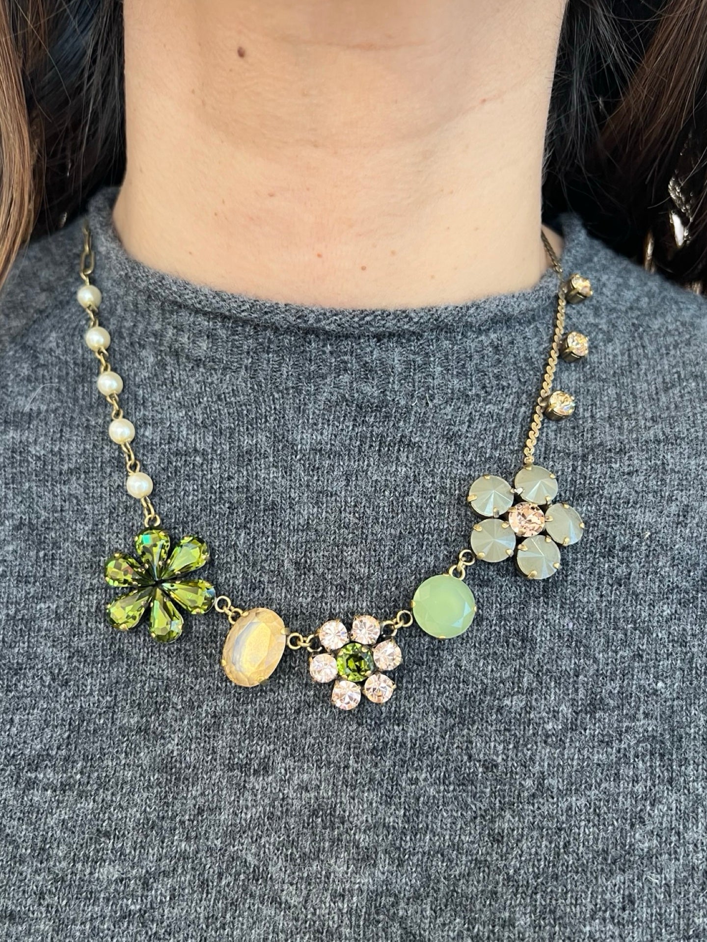 Unique Green and Pink Flower Choker