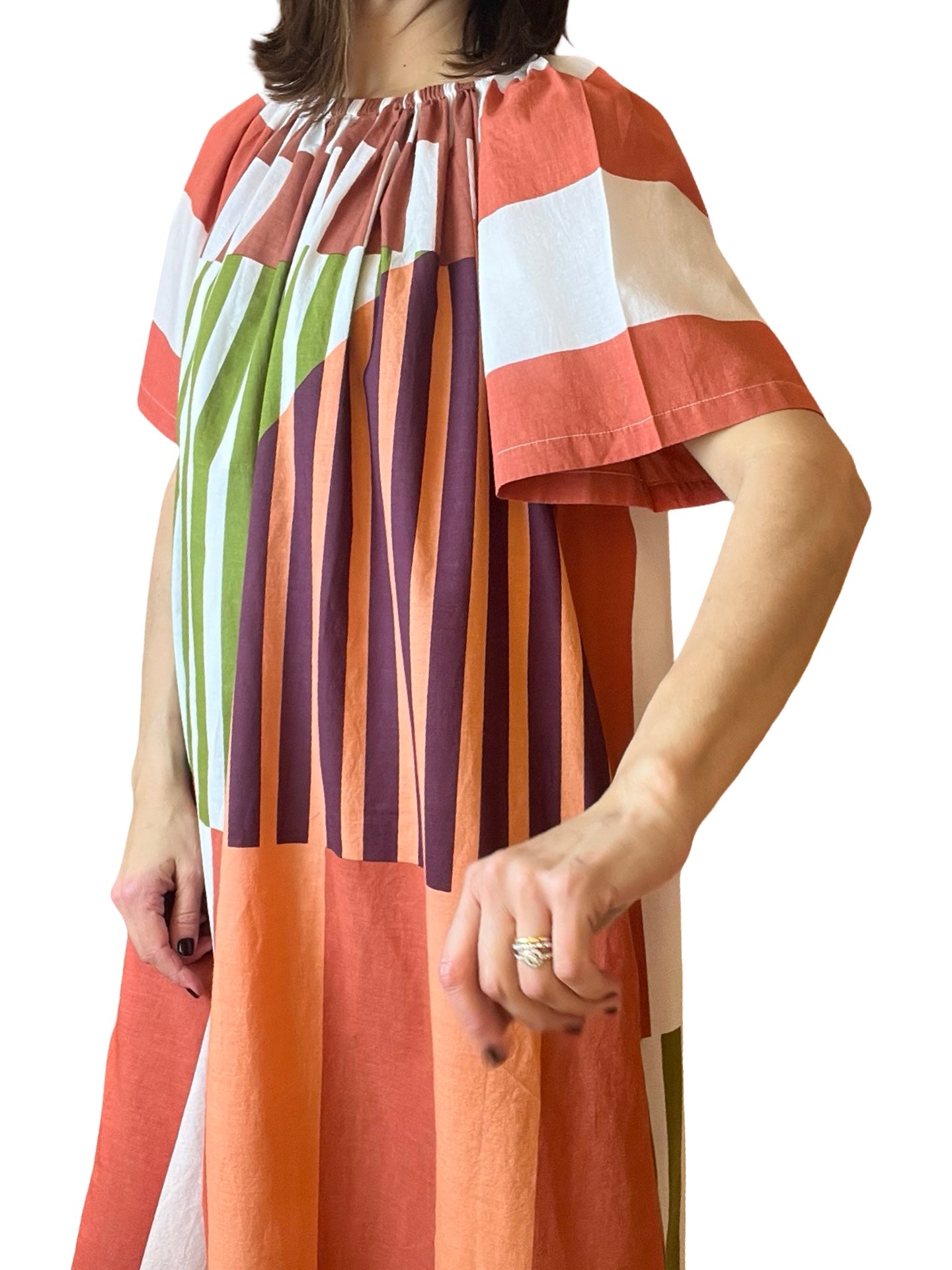 Vestido Mapoésie Rayas Cuello Barca