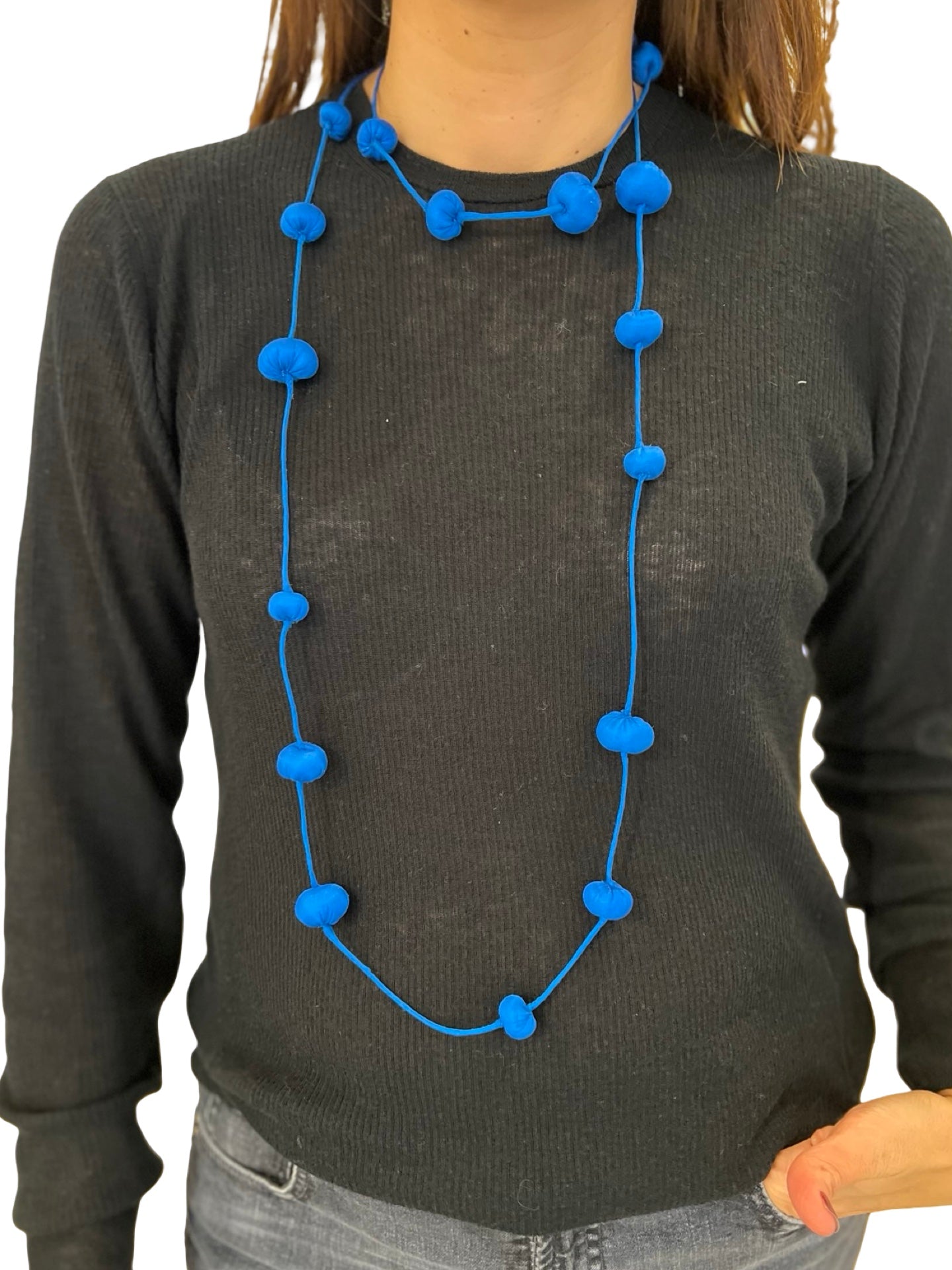 Collana Il Baco Da Seta Sfere di seta Cocoon blu elettrico