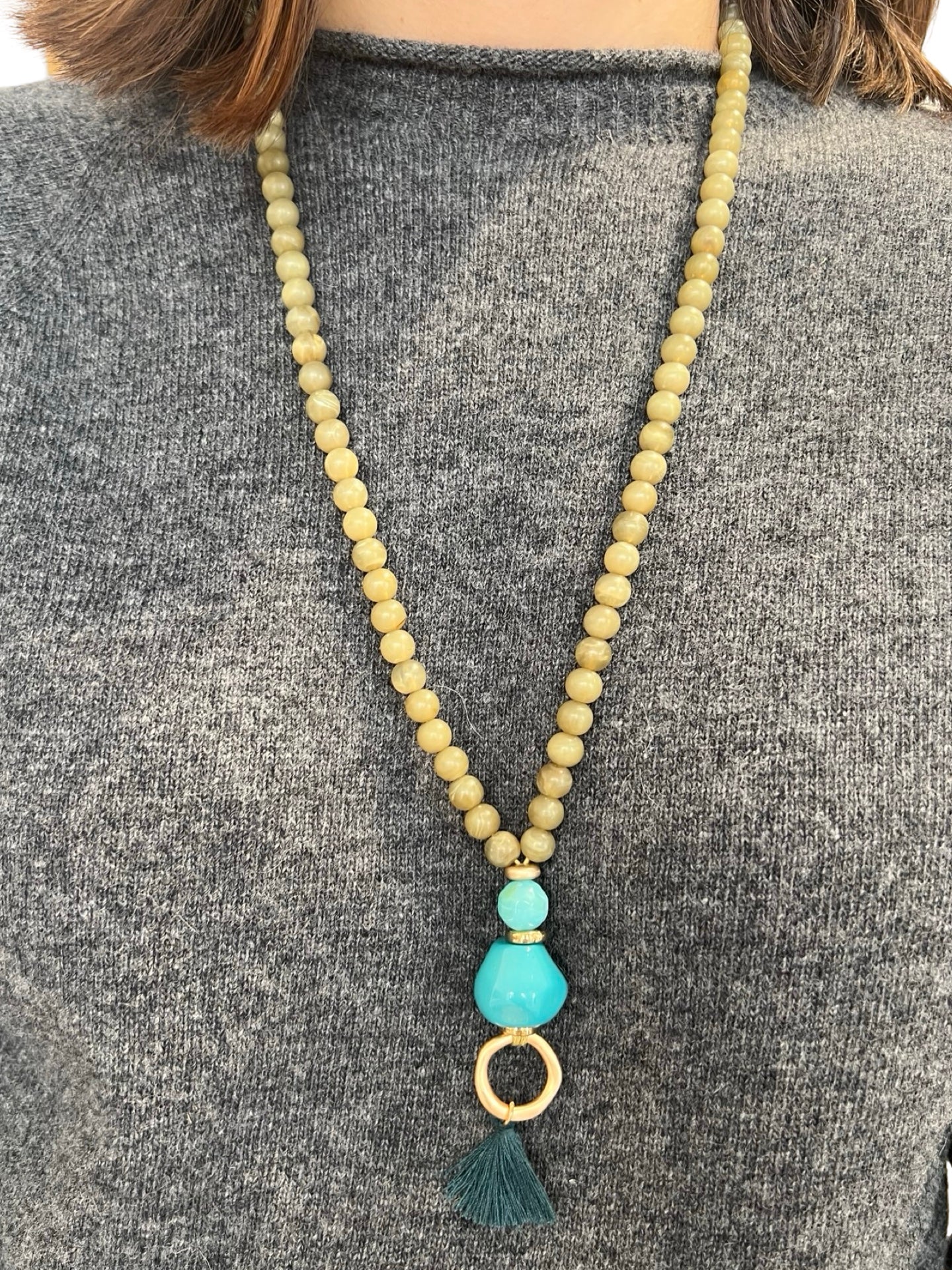 Collar Il Baco Da Seta Bolas Flecos Turquesa