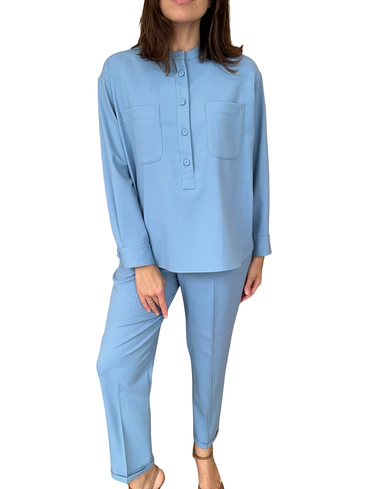 Blusa con collo alla coreana Rosso35