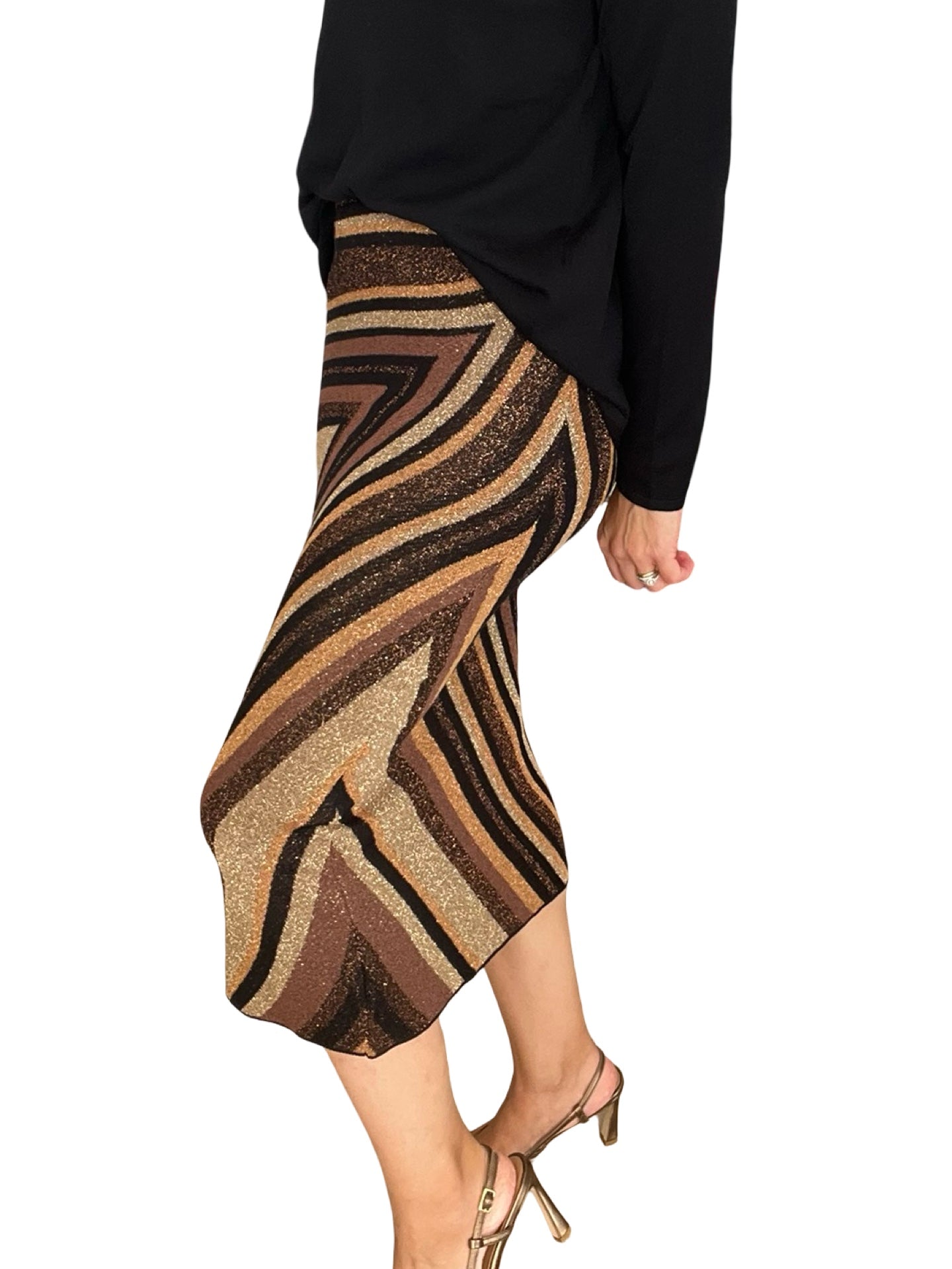 AKEP Point Lurex Marron Skirt