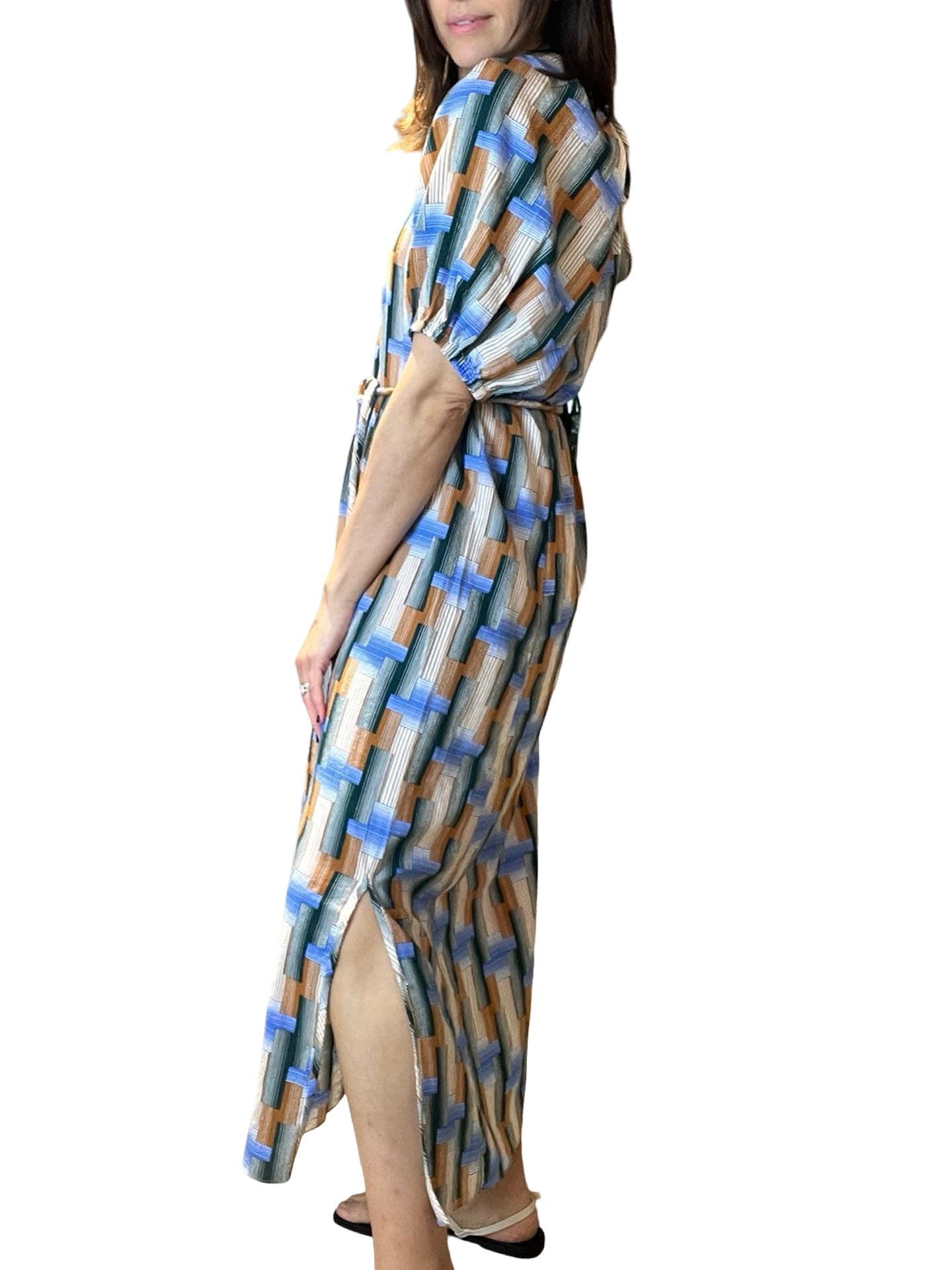 Vestido Mapoésie Estampado Geométrico C.Pico