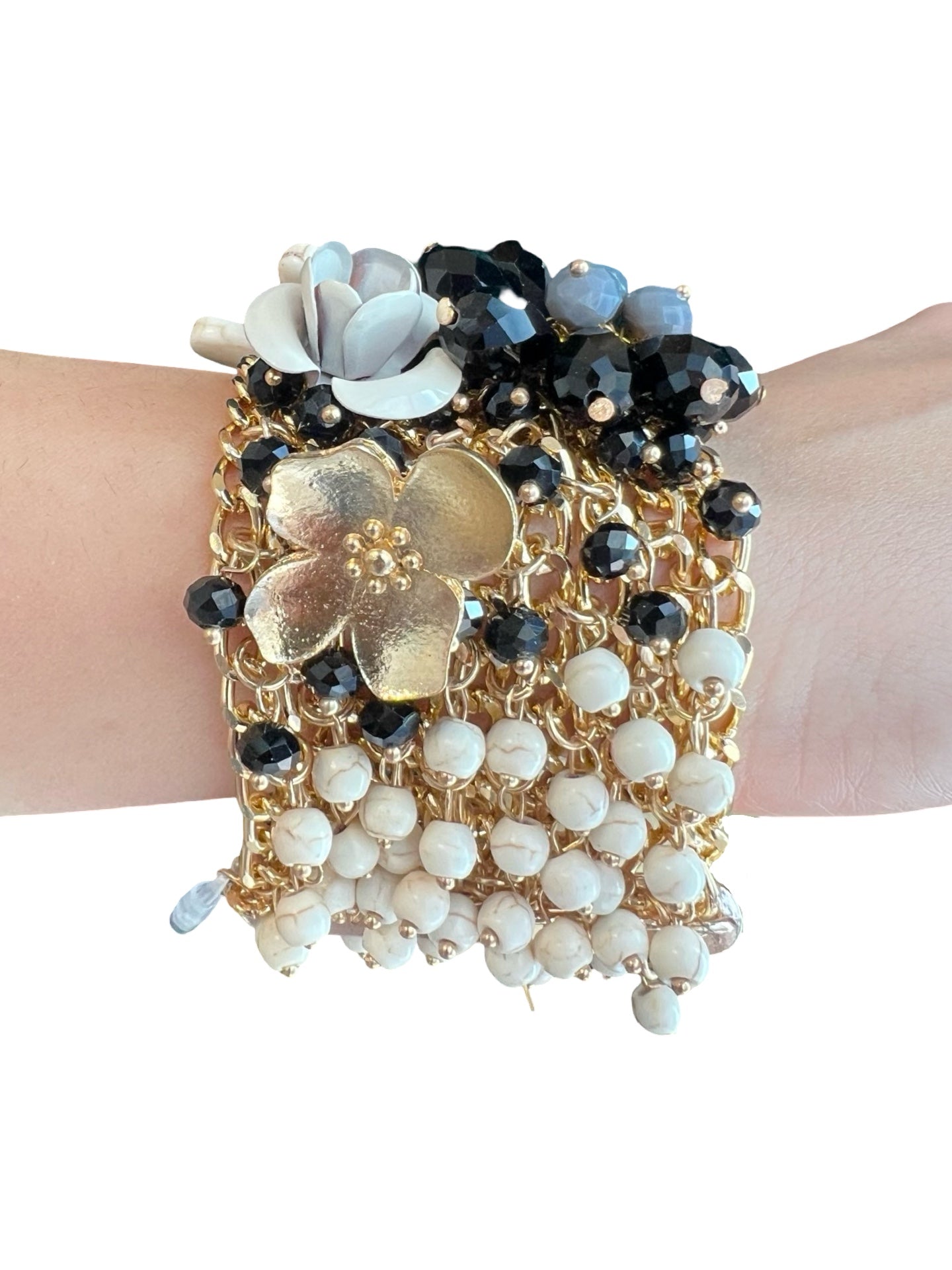 Pulsera Il Baco Da Seta Cadenas Flores Metal