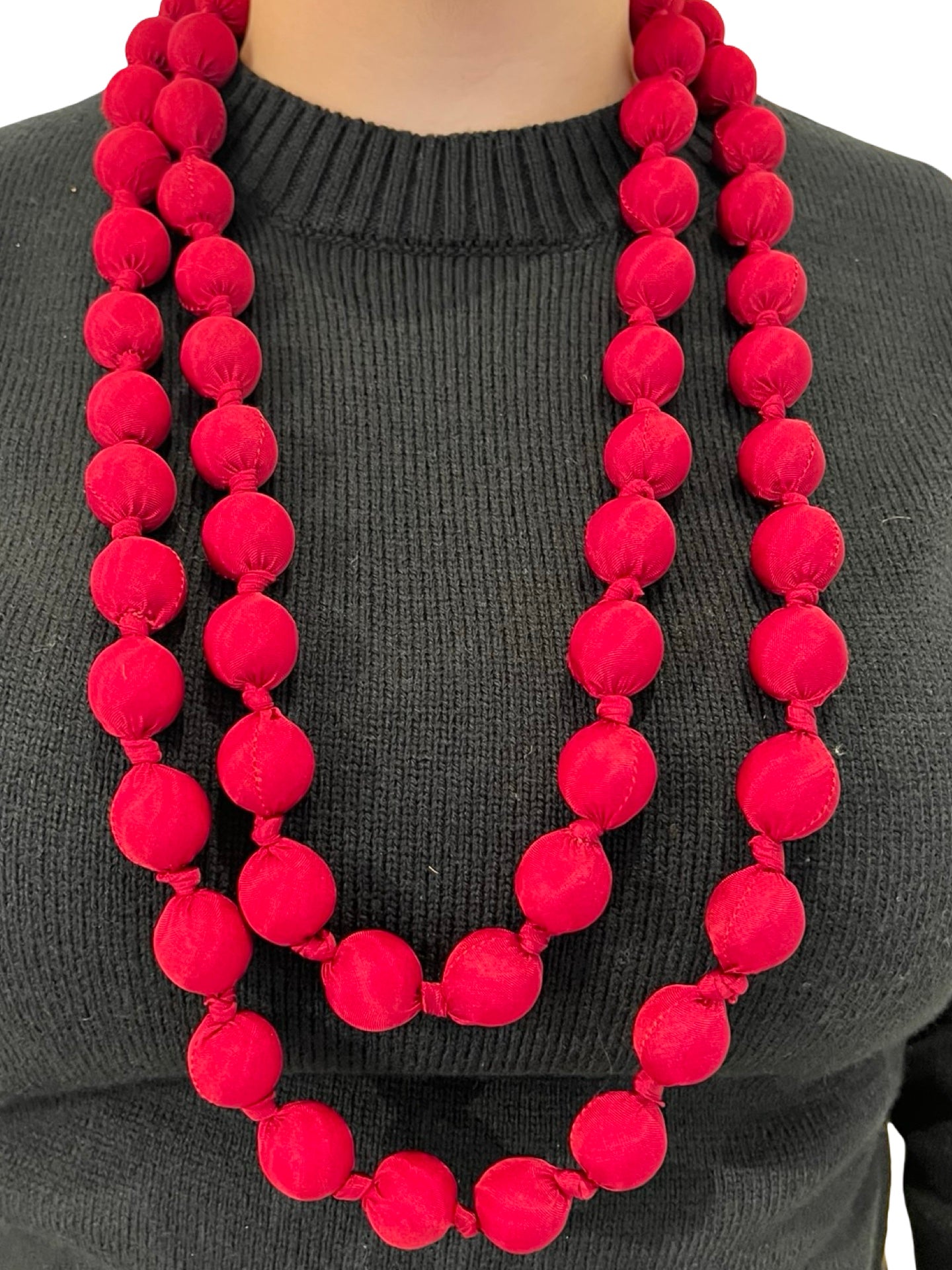 Collar Il Baco Da Seta Maxi Bolas Seda Burdeos