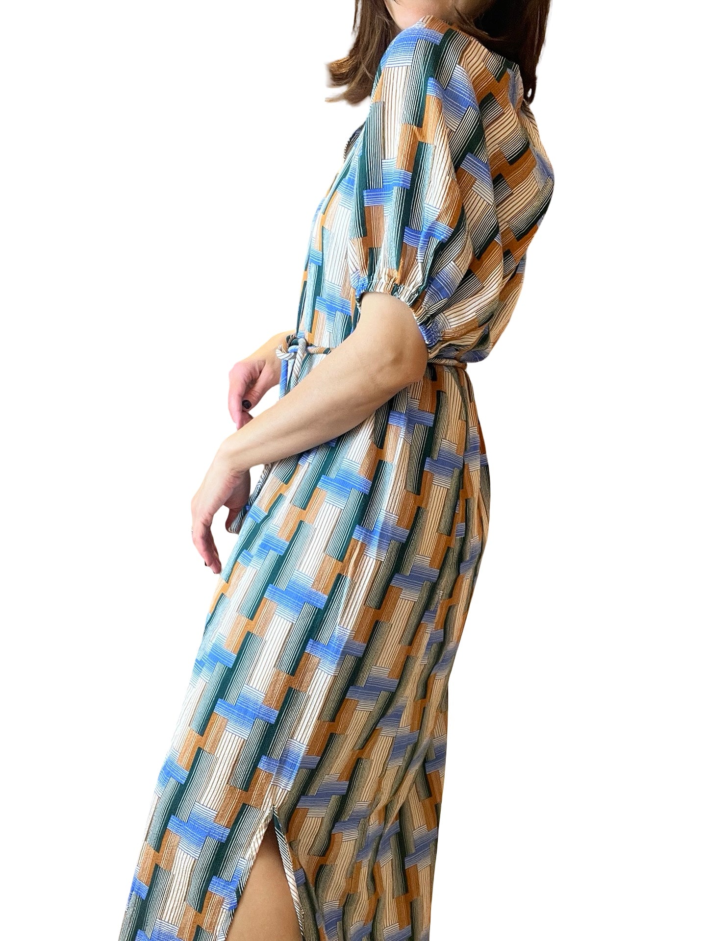 Vestido Mapoésie Estampado Geométrico C.Pico