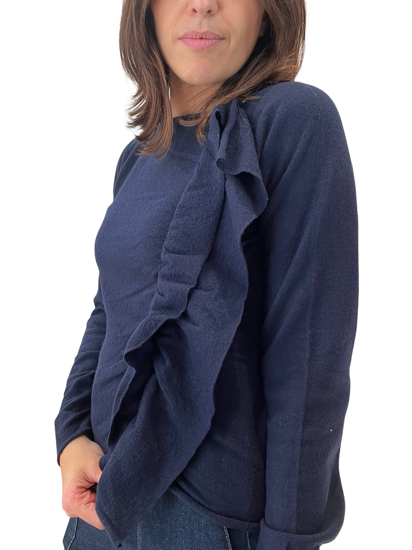 Conti Lightweight Sweater Ruffles on the Side