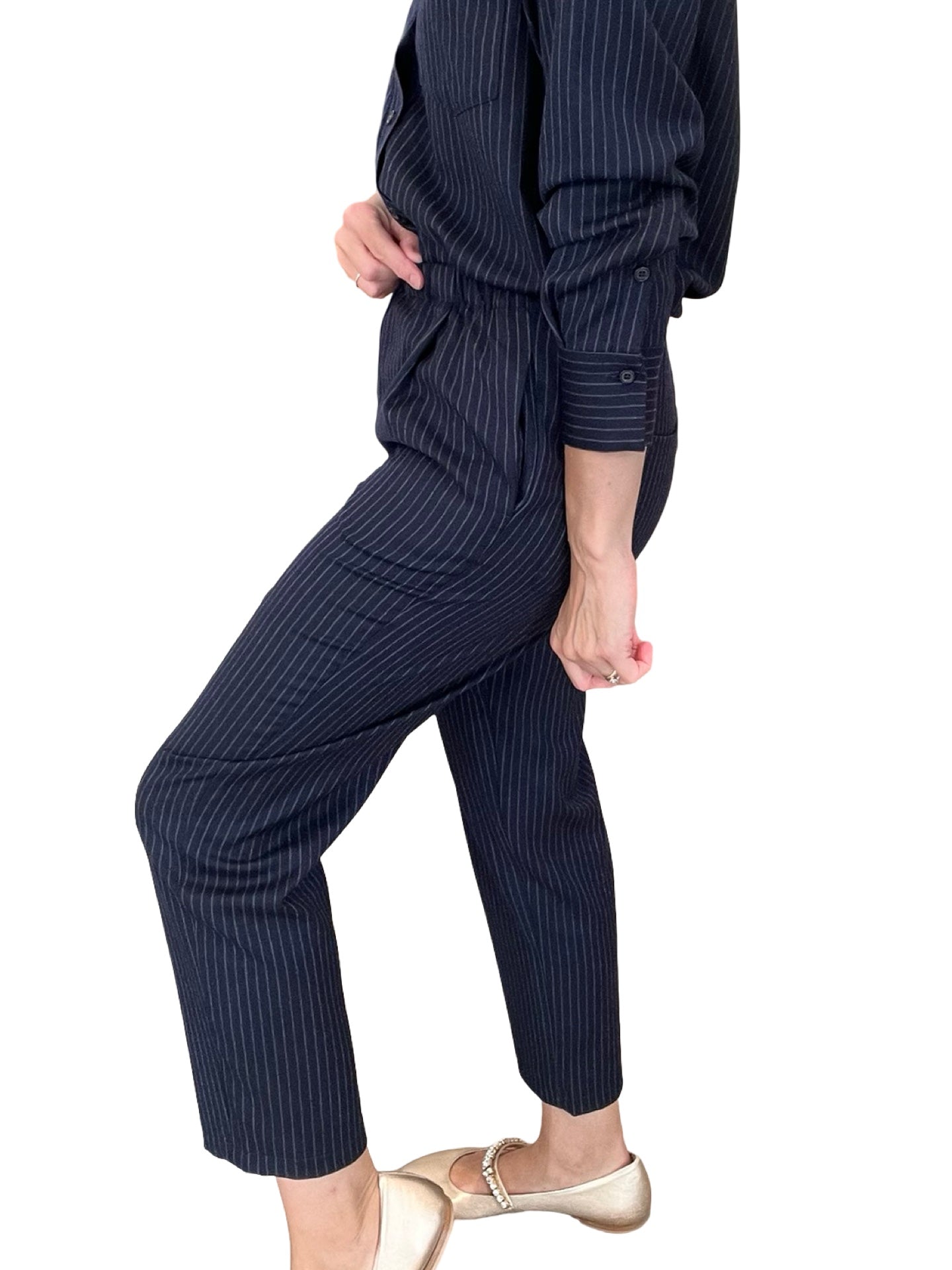 Pantaloni plissettati a righe Rosso35