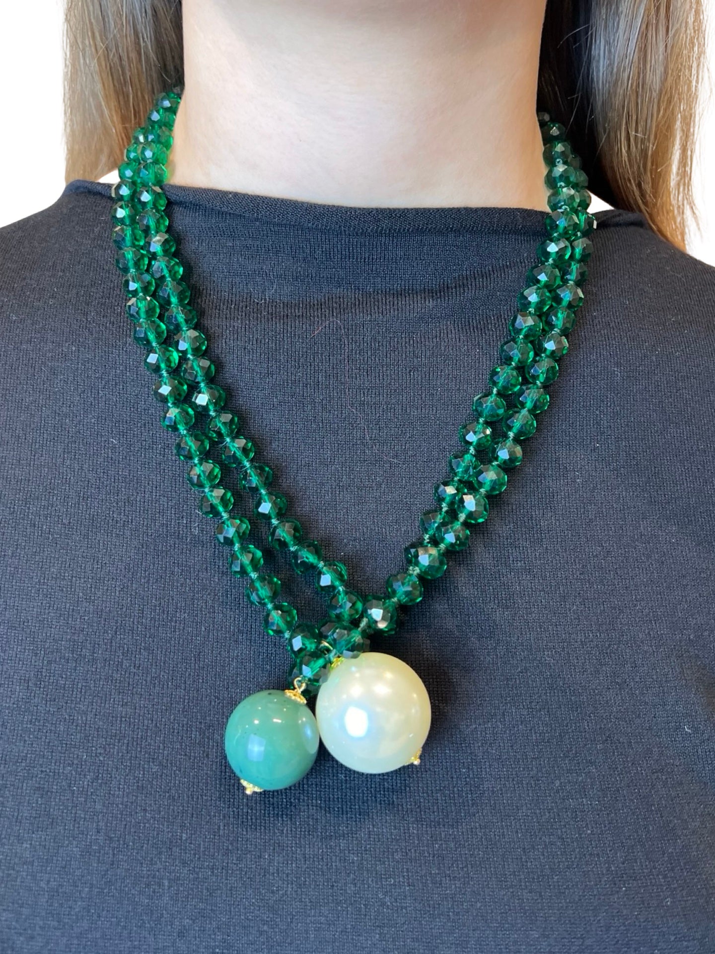 Collar Fabrizio Marcantelli Bolitas y 2 Bolas Grande Verde