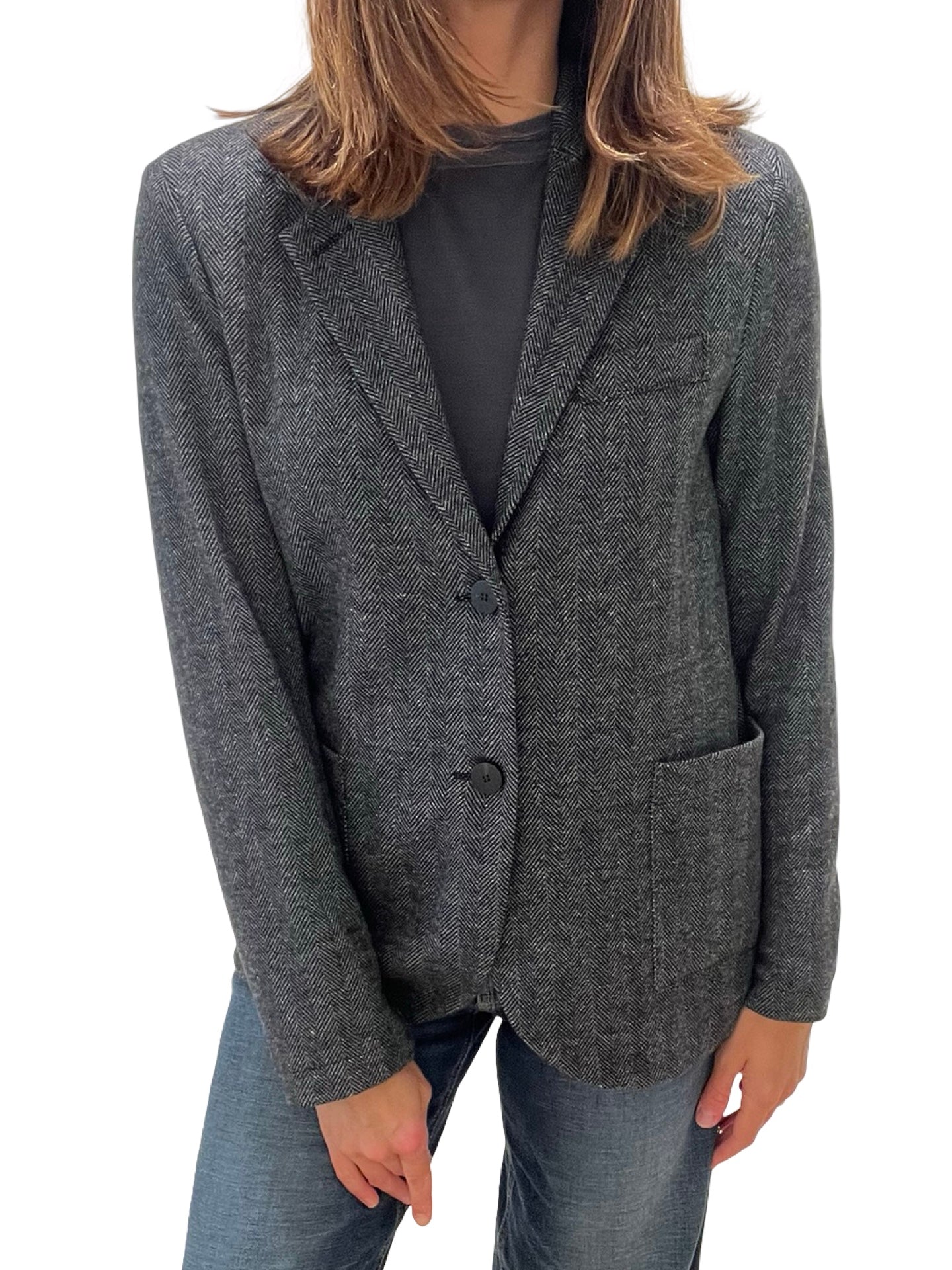 Blazer Harris Wharf London De Espigas Gris y Negra