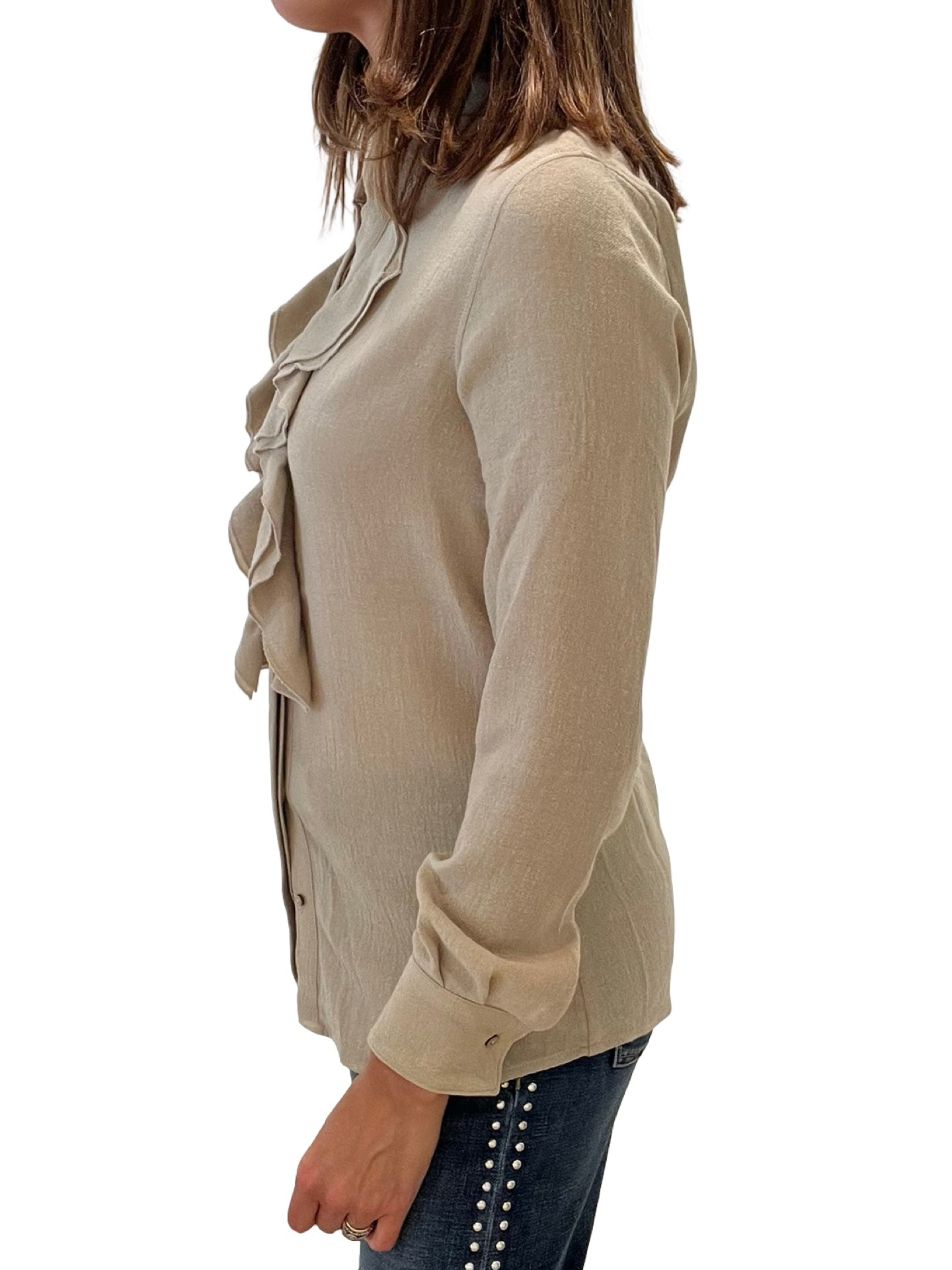 Diega Wool Ruffle Sand Shirt