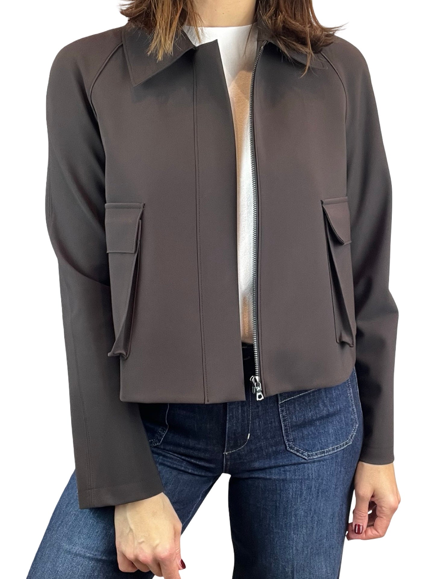 Cazadora Harris Warf London Cropped Raglan Marron