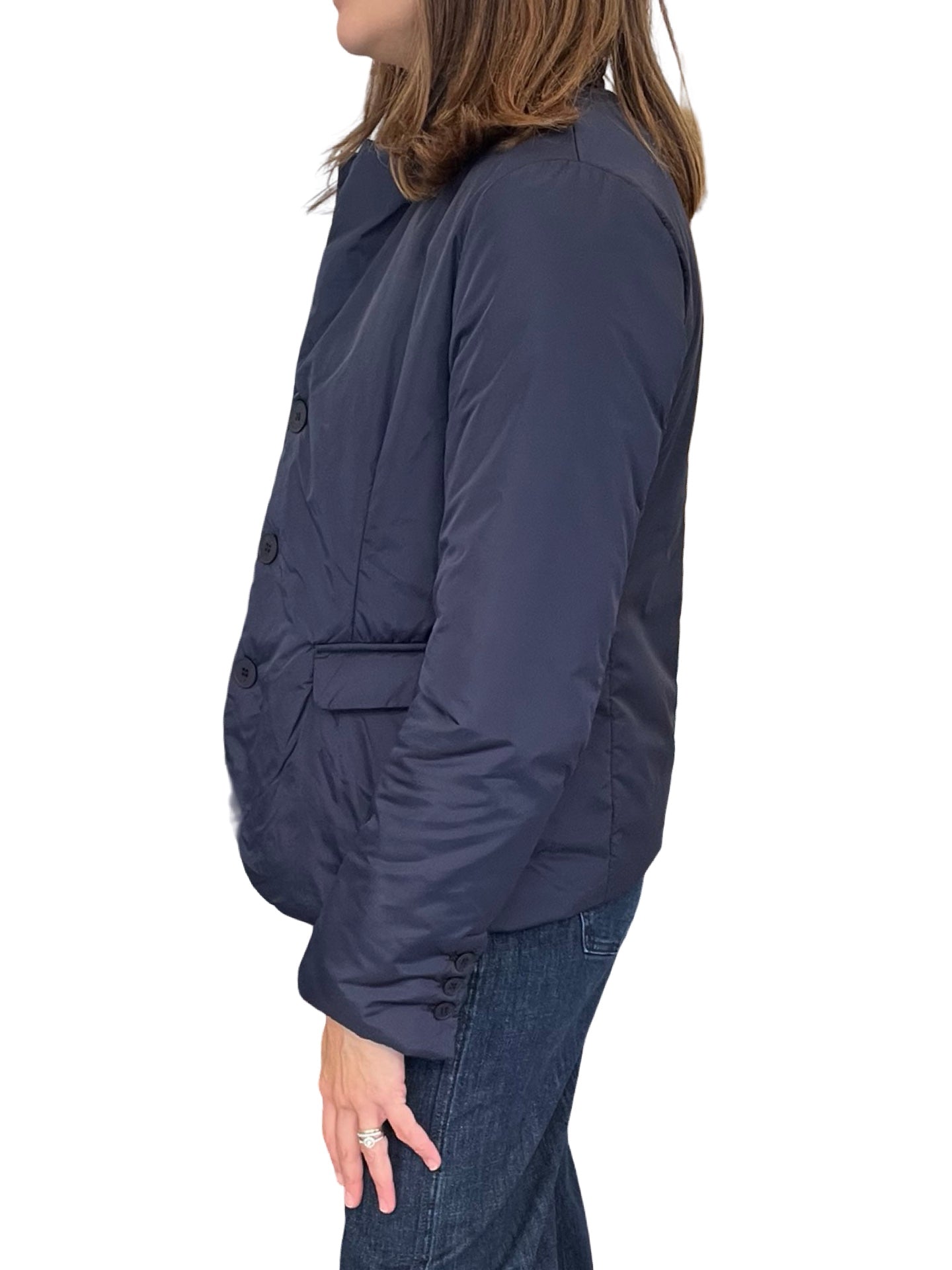 Chaqueta Vlab Bolsillos Cuello Camisero Marino