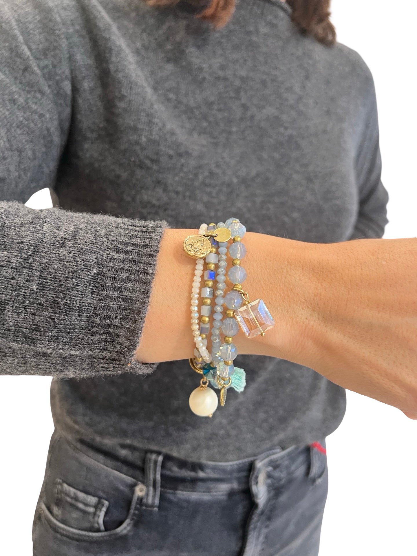 Pulsera Il Baco Da Seta 4 Tiras Piedras Cielo