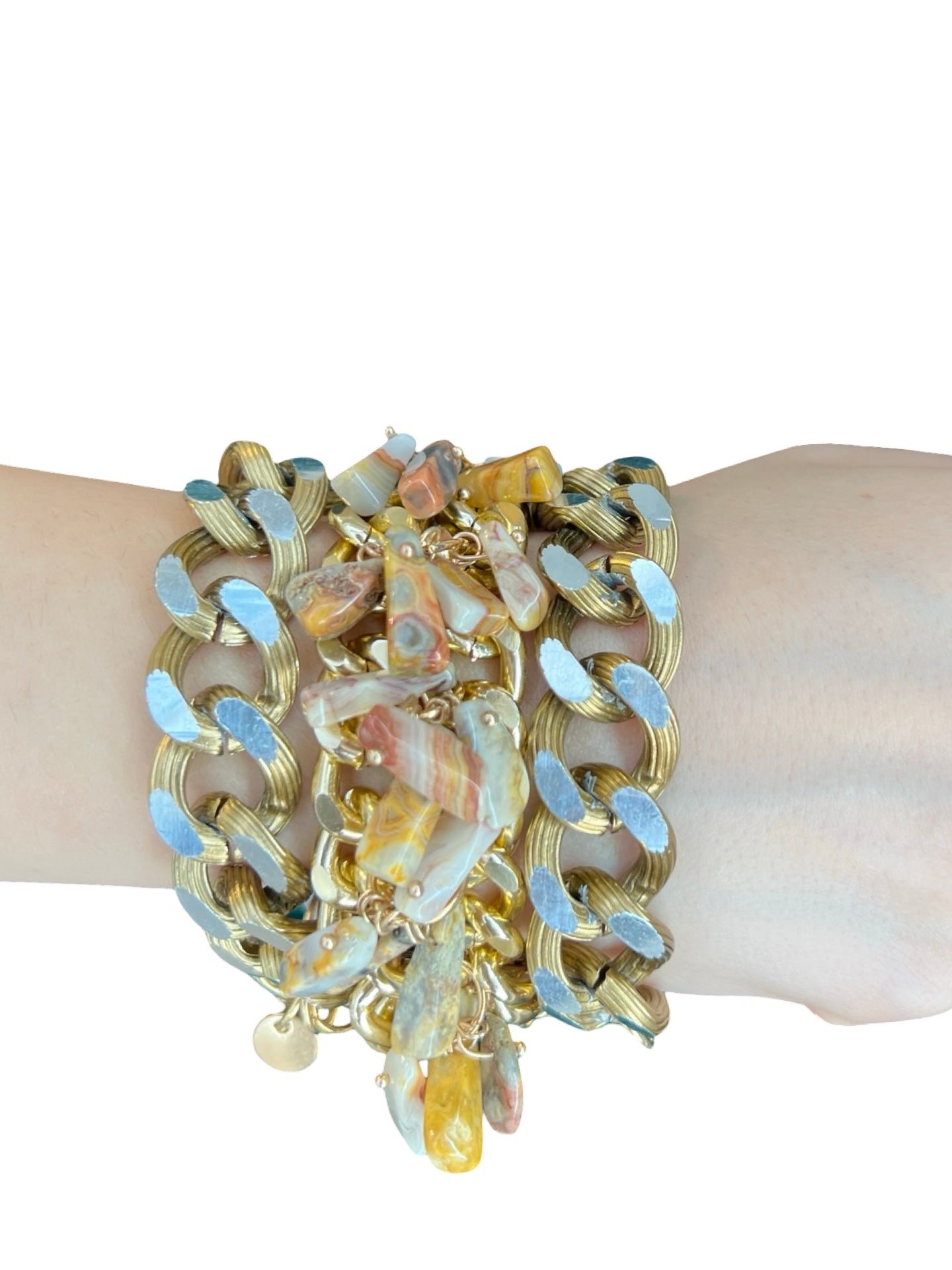 Bracelet Il Baco Da Seta Wide Links Natural Stones