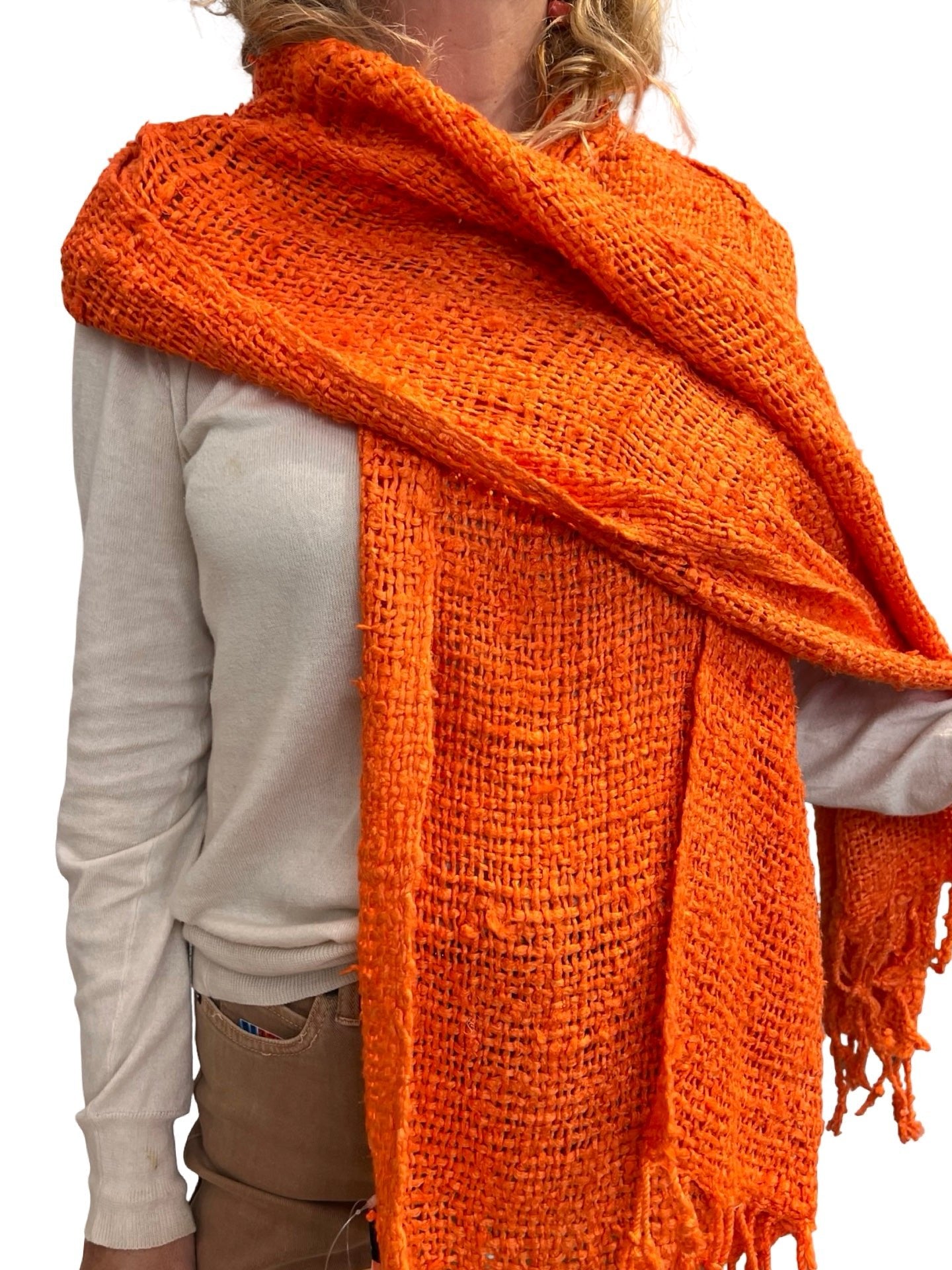 Écharpe Il Baco Da Seta Soie Orange