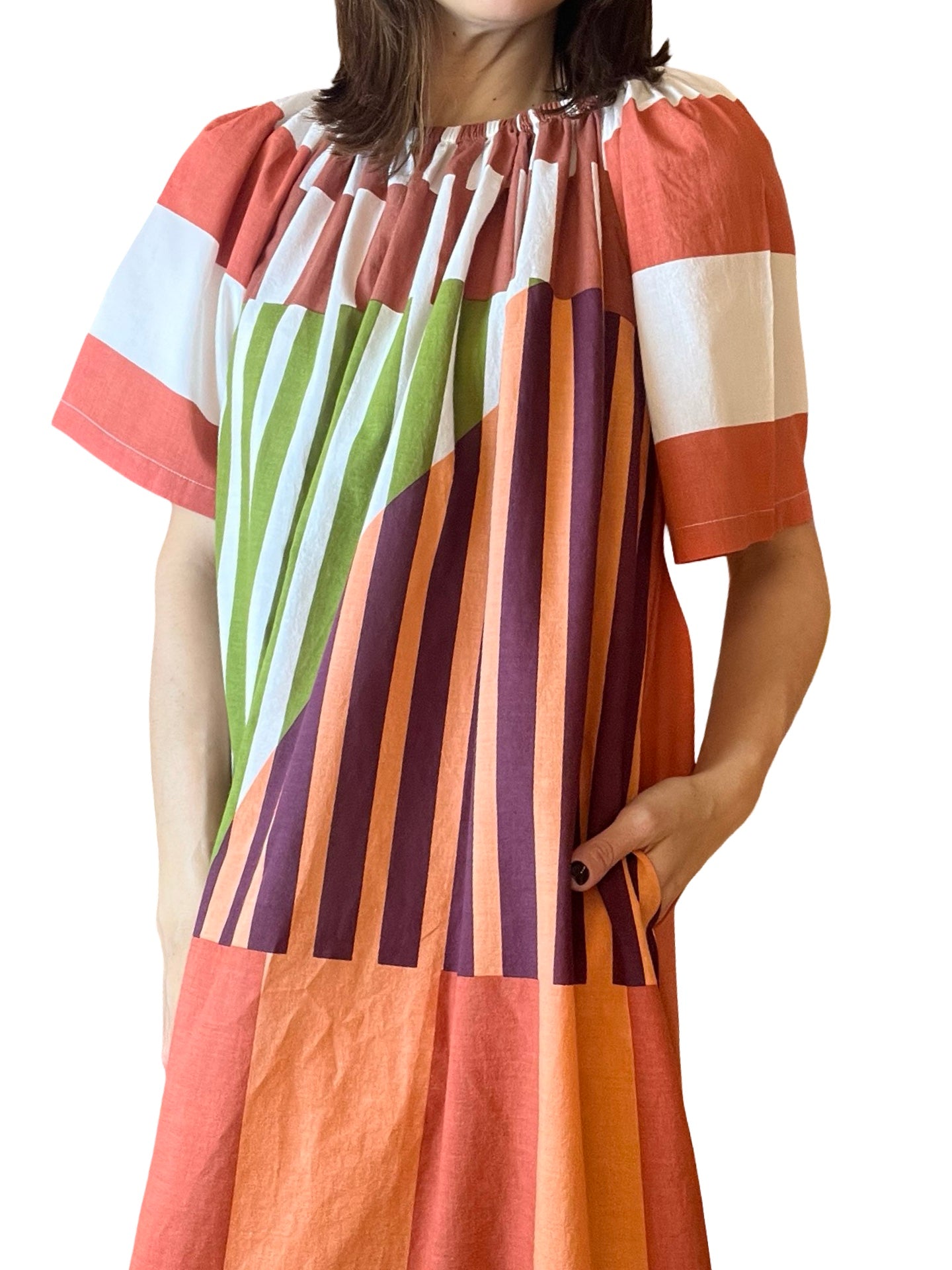 Vestido Mapoésie Rayas Cuello Barca