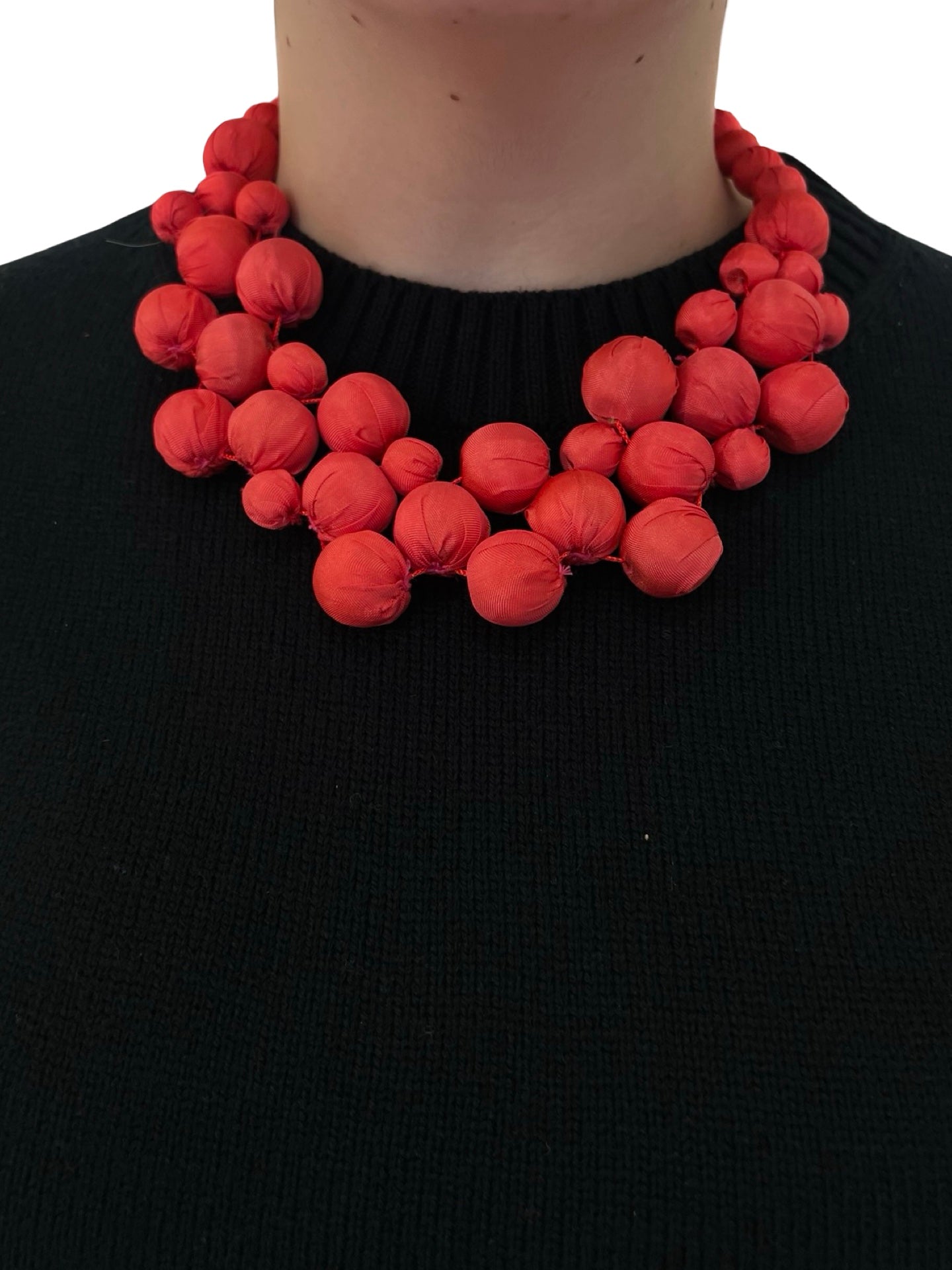 Necklace Il Baco Da Seta Cheope Coral Silk Balls