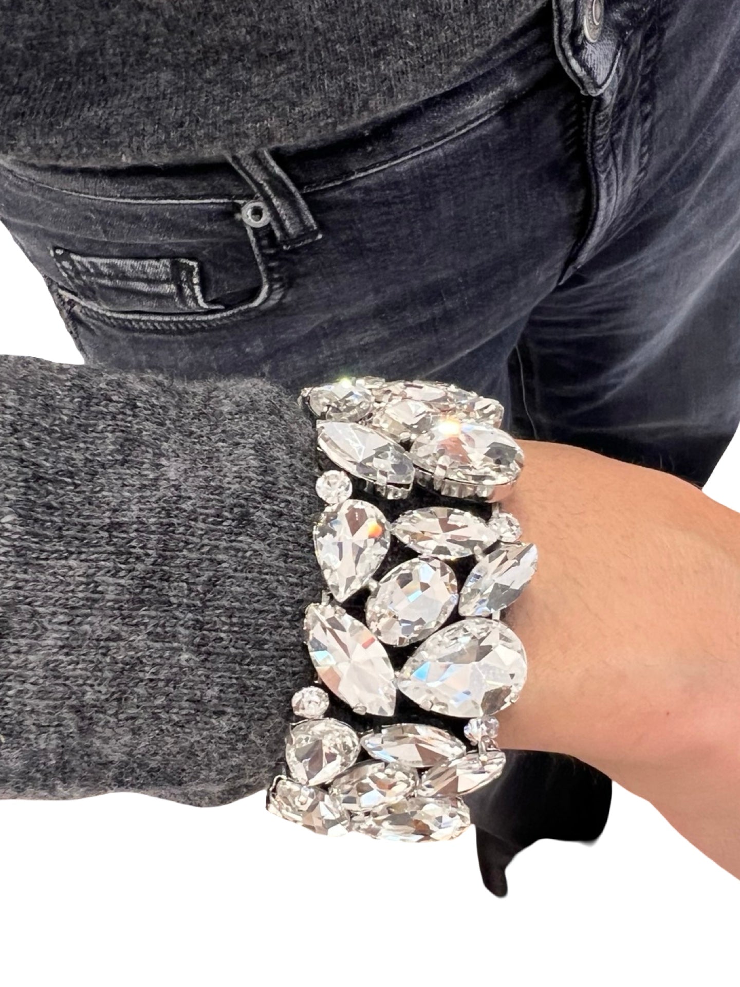 Pulsera Il Baco Da Seta Metal Cristales Plata