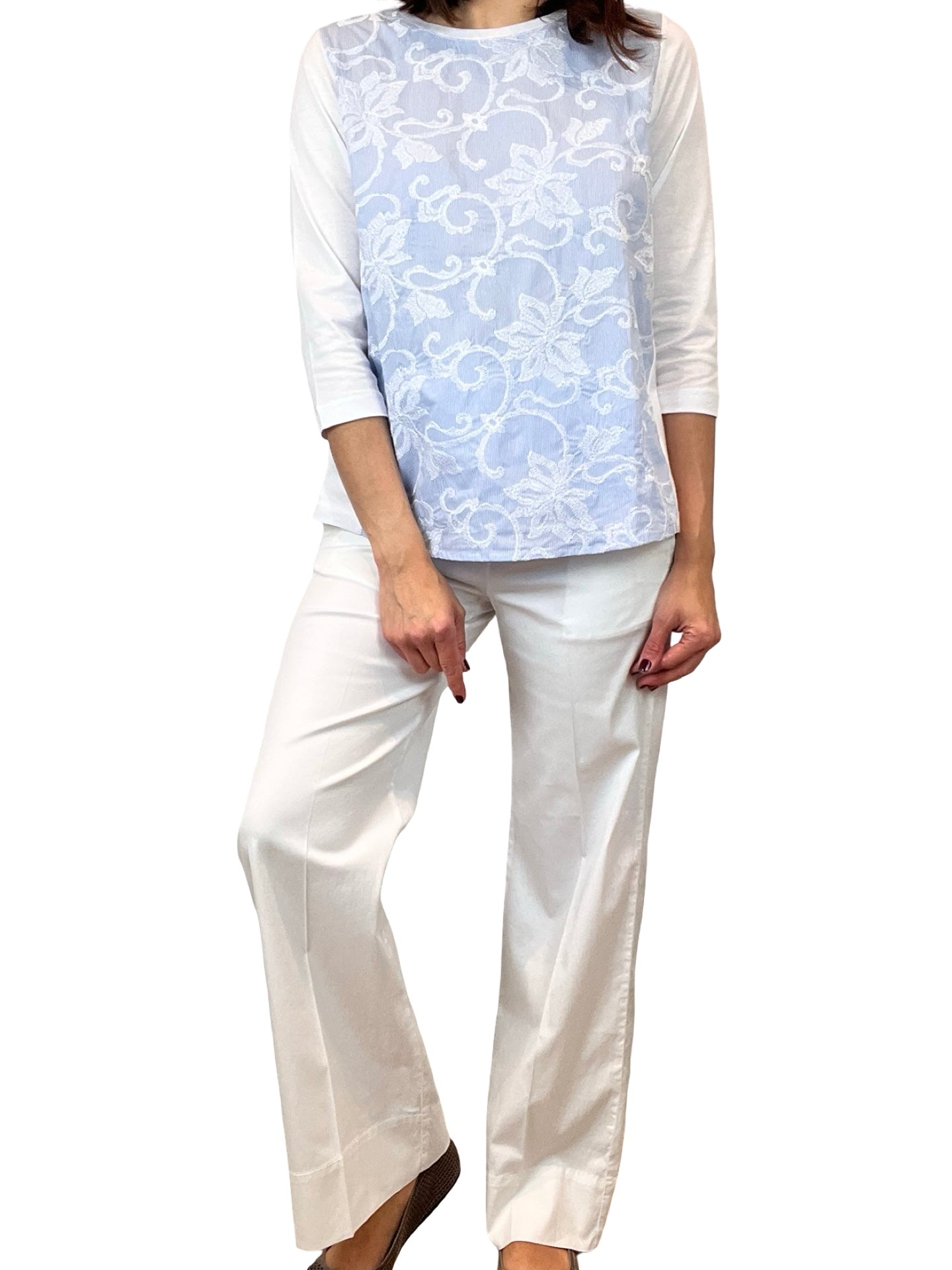 Whyci Milano - T-shirt brodé à rayures