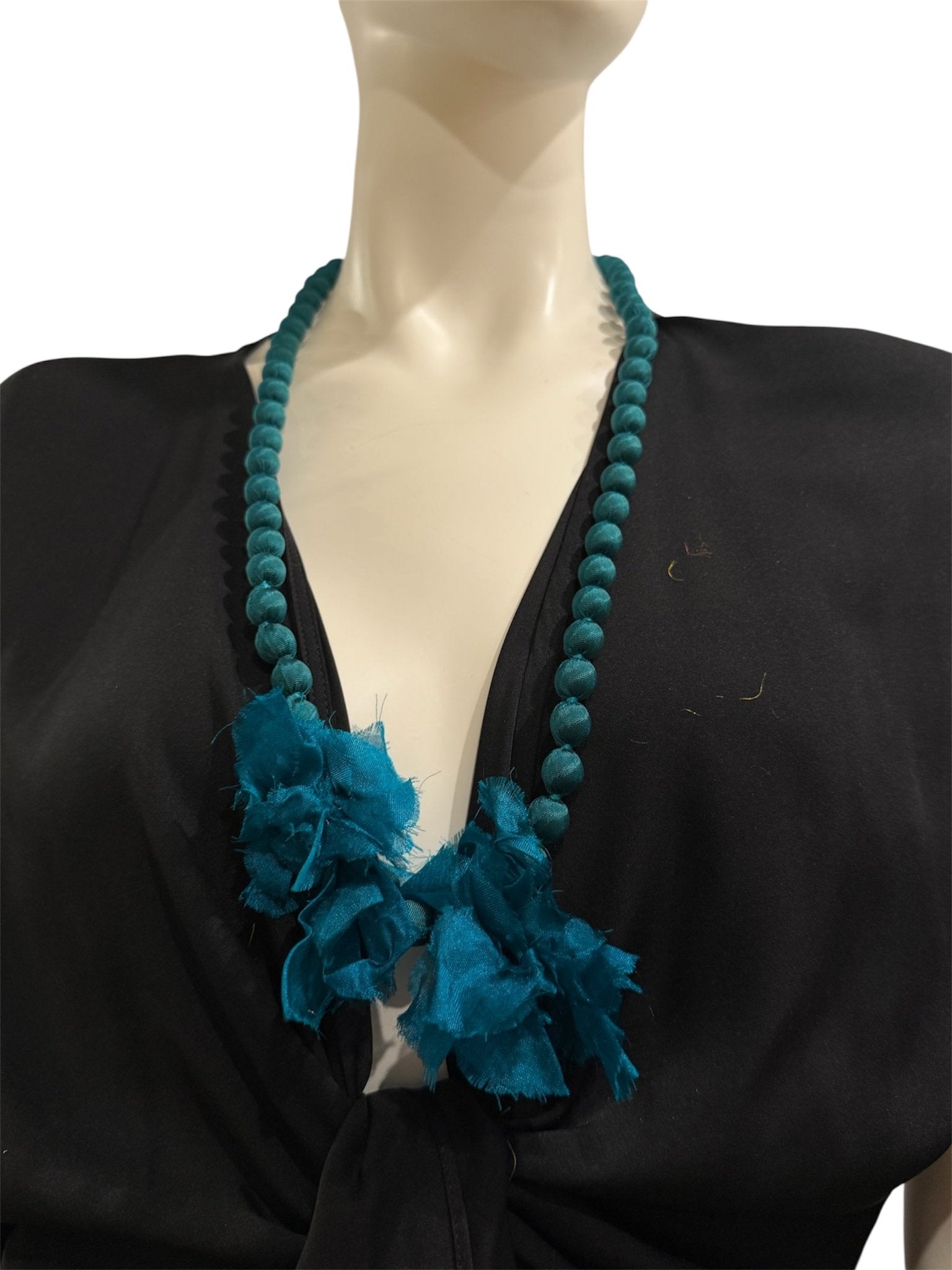 Collier Il Baco Da Seta Boules de soie Doan Flor Petrolio