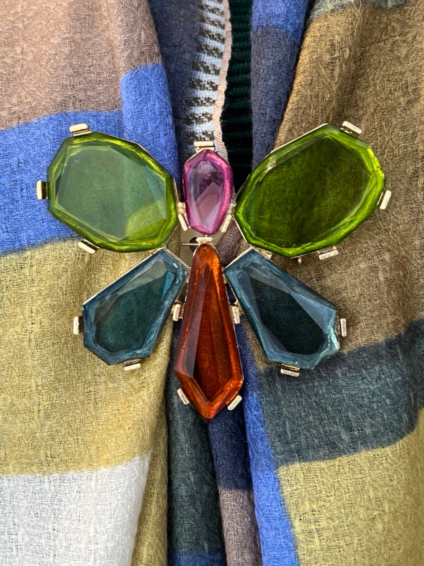 Broche Il Baco Da Seta Mariposa Cristales Turquesa