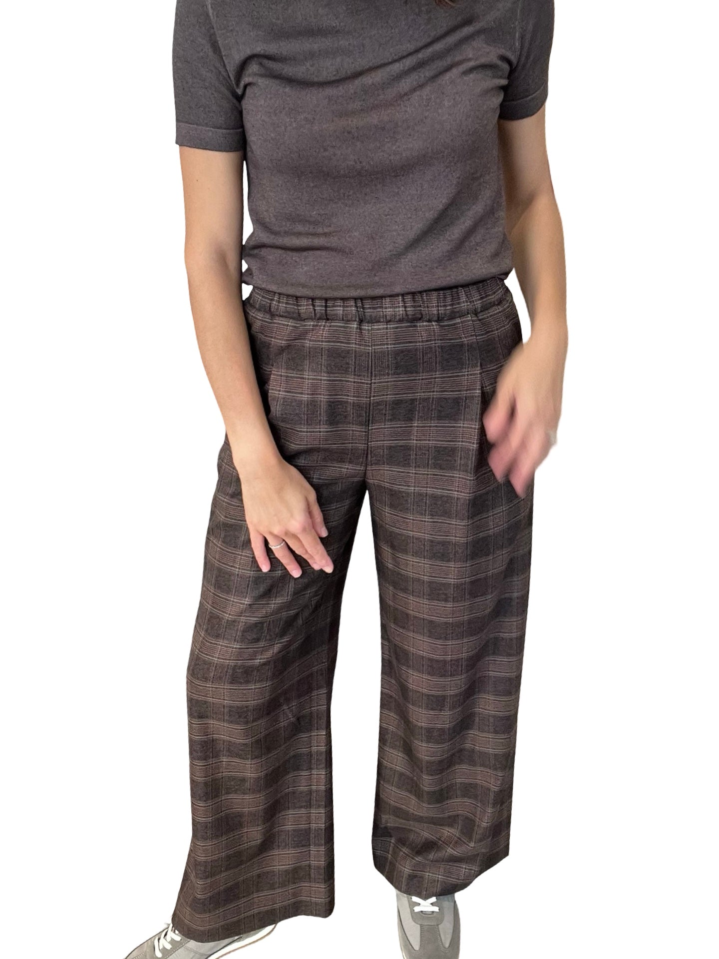 Pantaloni Agoefil a quadri marroni con pinces