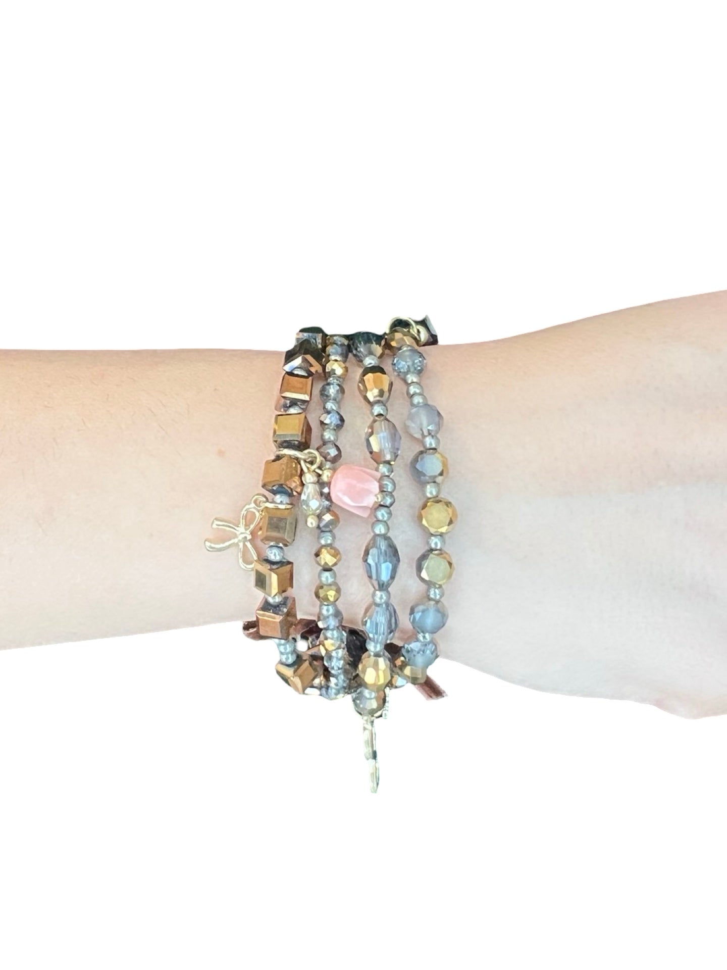 Bracelet Il Baco Da Seta 4 Strips Beads Bow