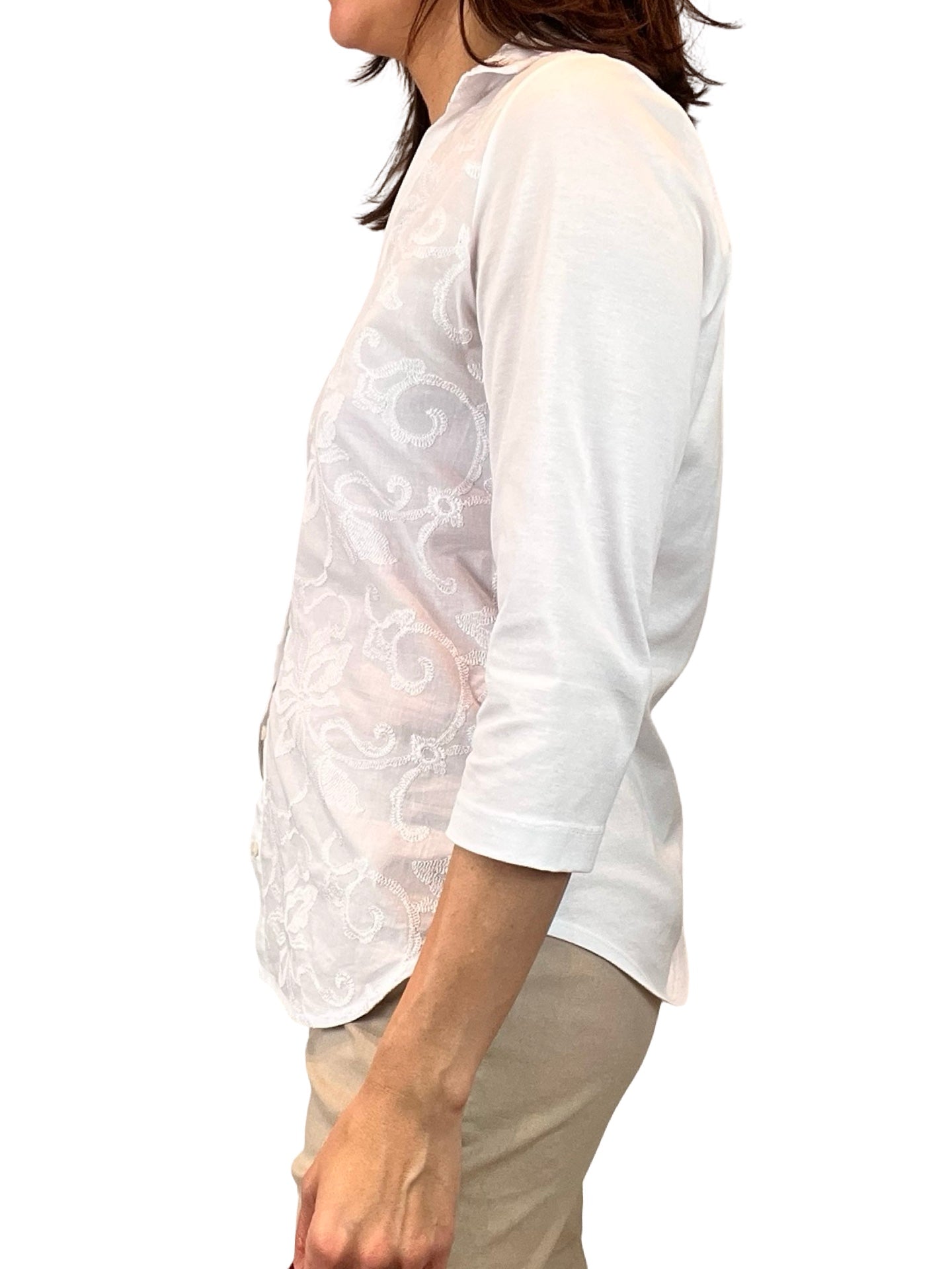 Camisa Whyci Milano Manga Francesa Bordada