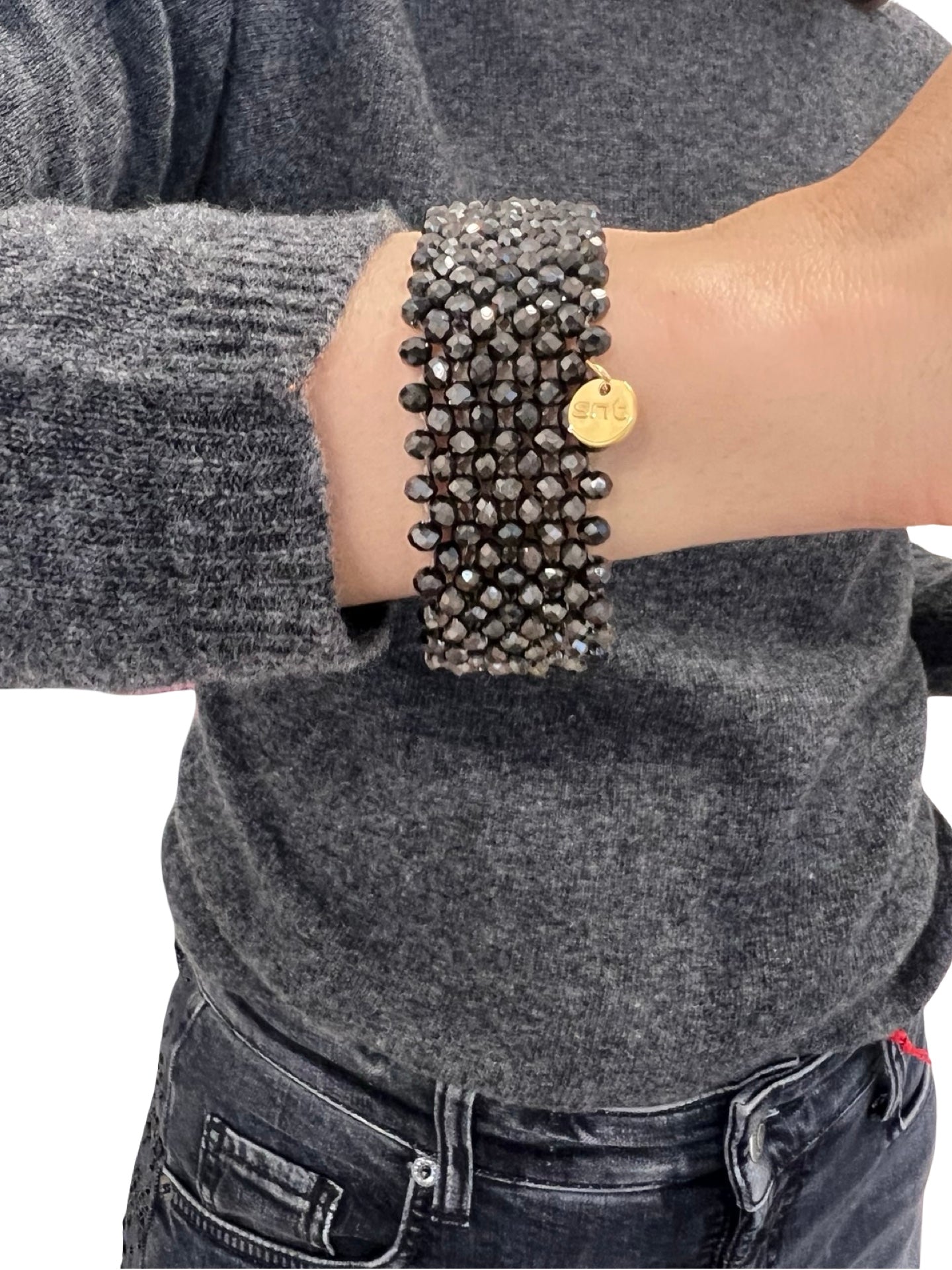 Pulsera Il Baco Da Seta Cristales Elastica Titanium