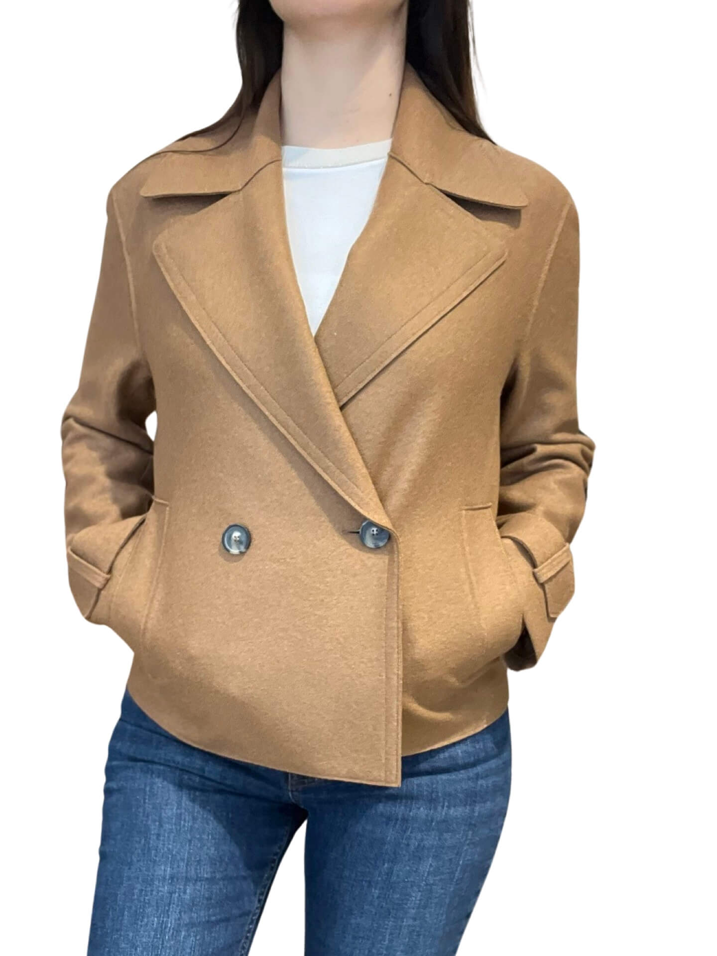 Chaqueta Harris Wharf London Cruzada Corta Lana Toffe