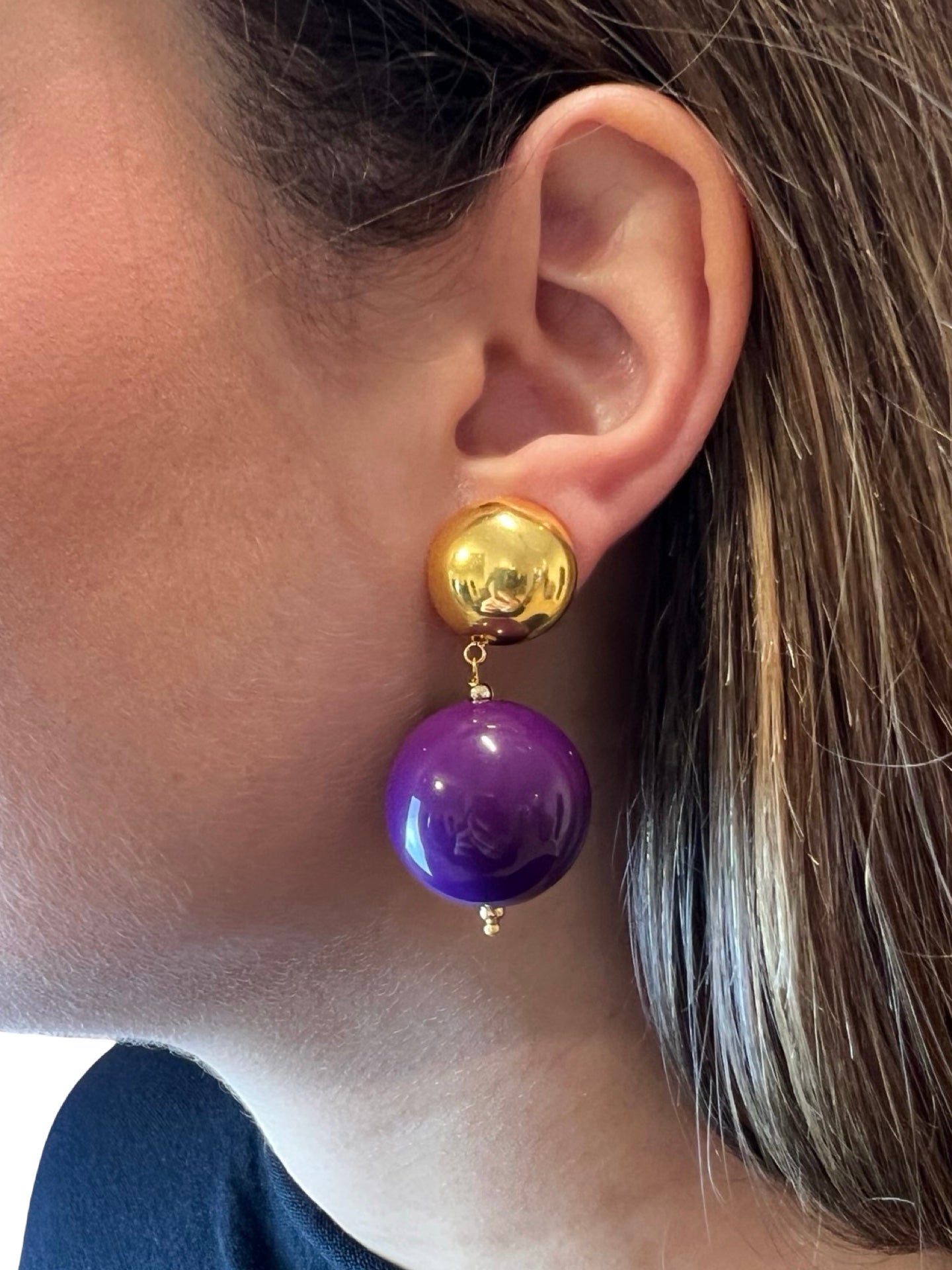 Pendientes Fabrizio Marcantelli Bola Morado Clip