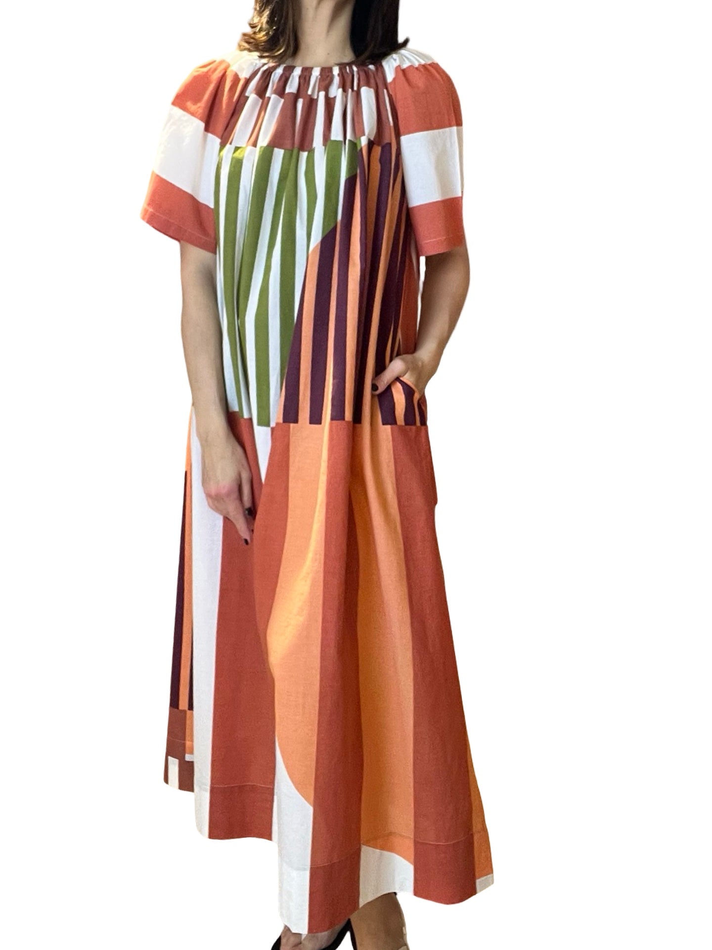 Vestido Mapoésie Rayas Cuello Barca