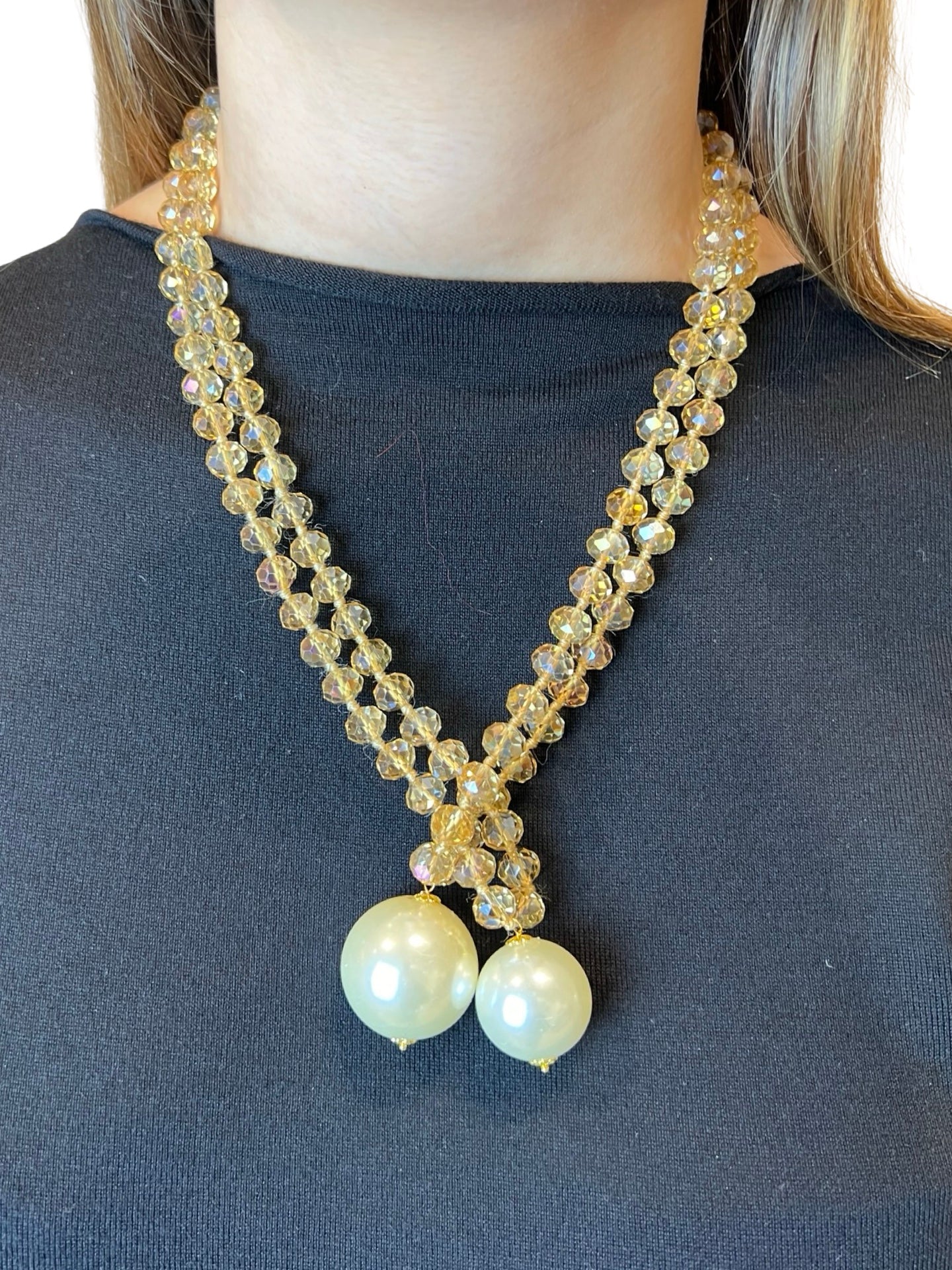 Collar Fabrizio Marcantelli Bolitas y 2 Bolas Grande Perla Mantequilla