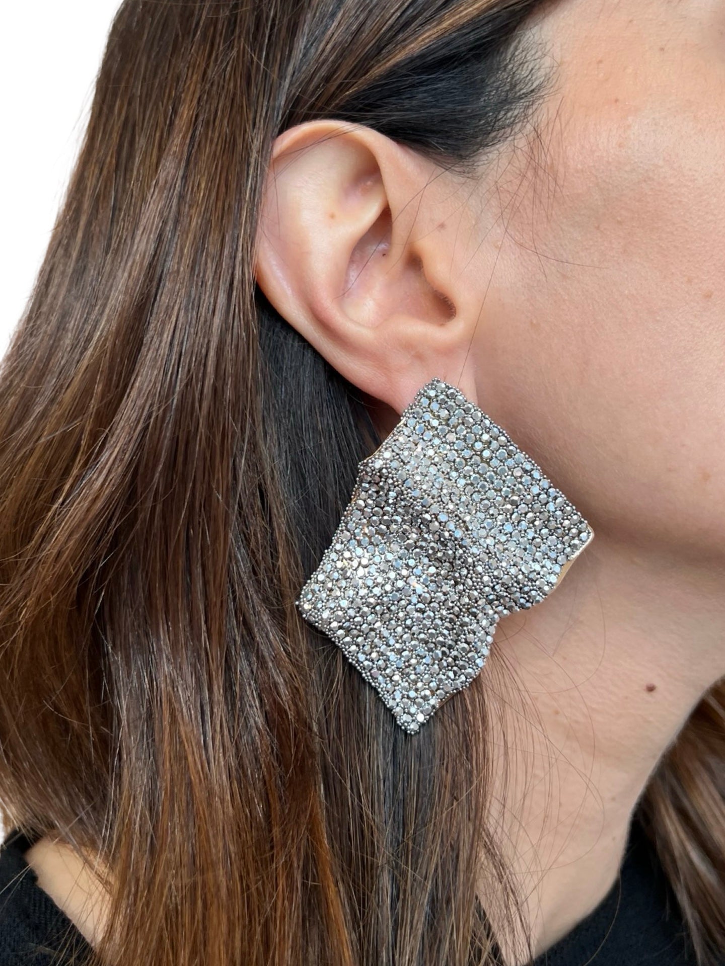 Earrings Il Baco Da Seta Silver Diamond Rhombus