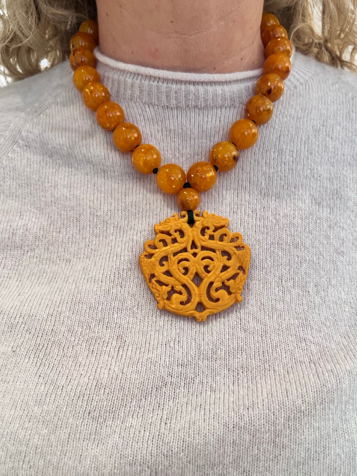 Fabrizio Marcantelli Short Orange Medallion Necklace
