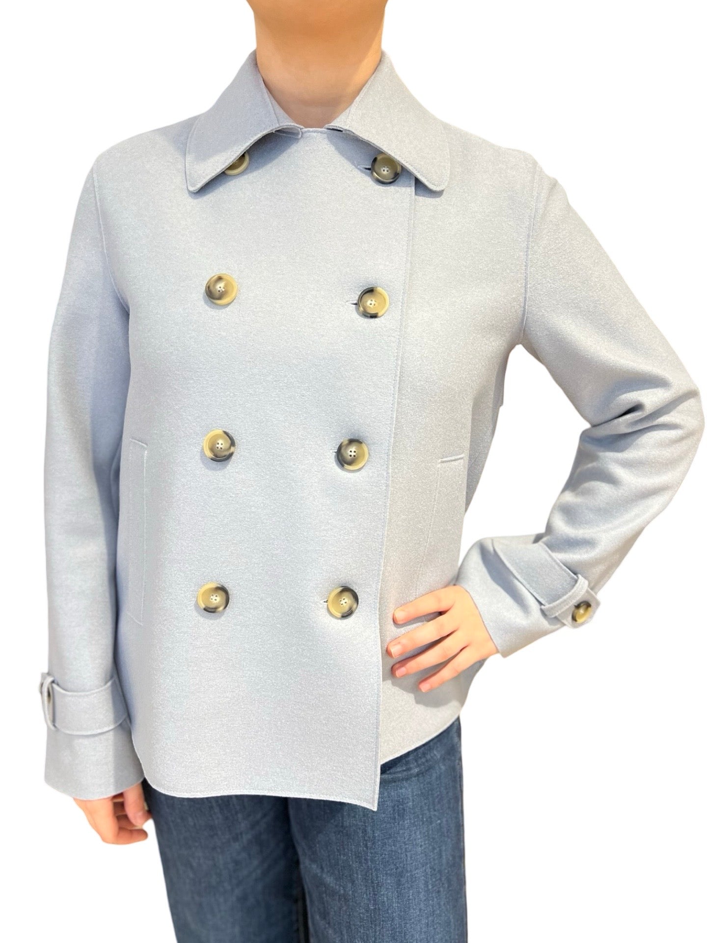 Parka Harris Wharf London Cropped Trench Azul Claro