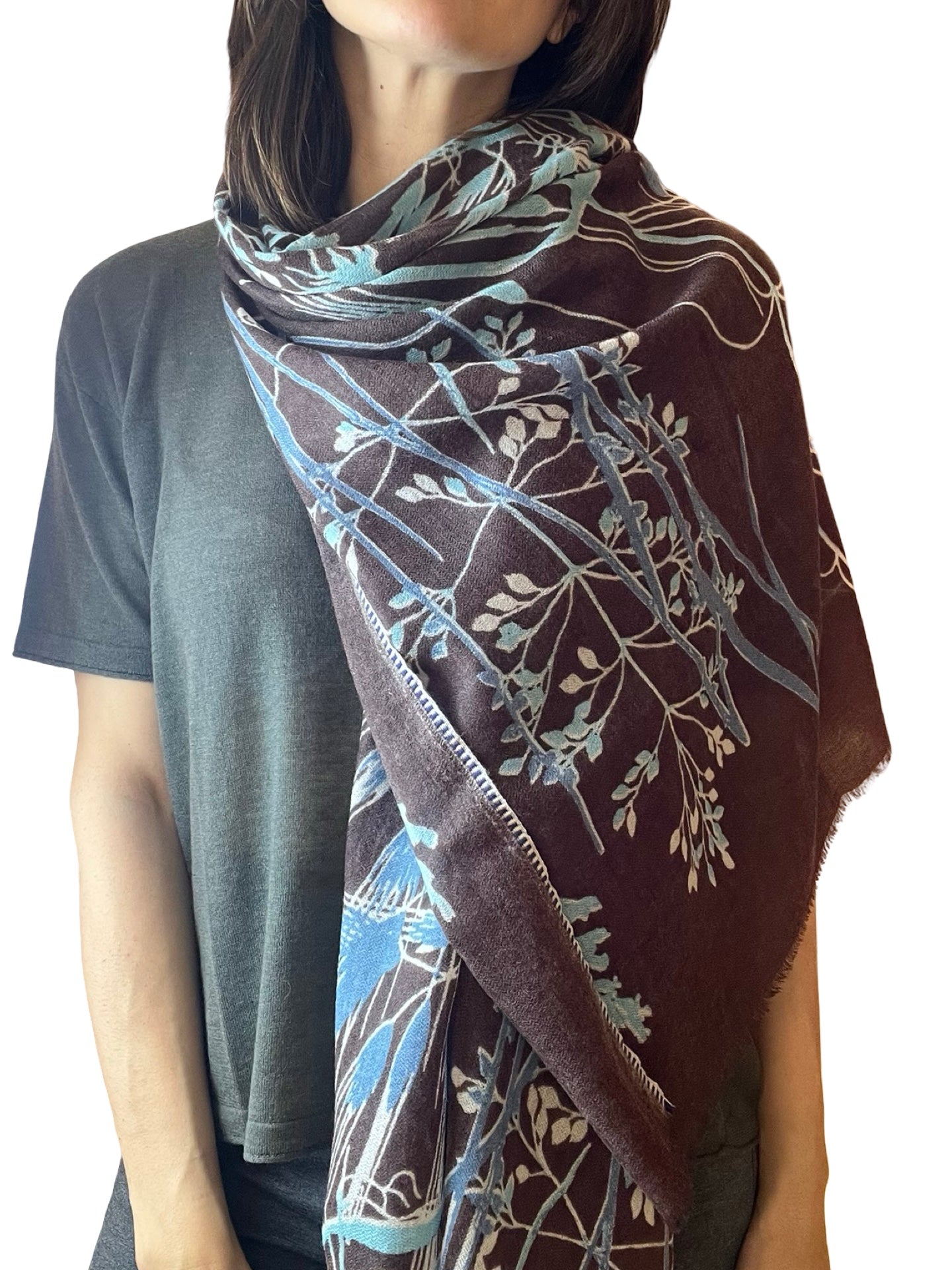 Bufanda Épice Flores Chocolate