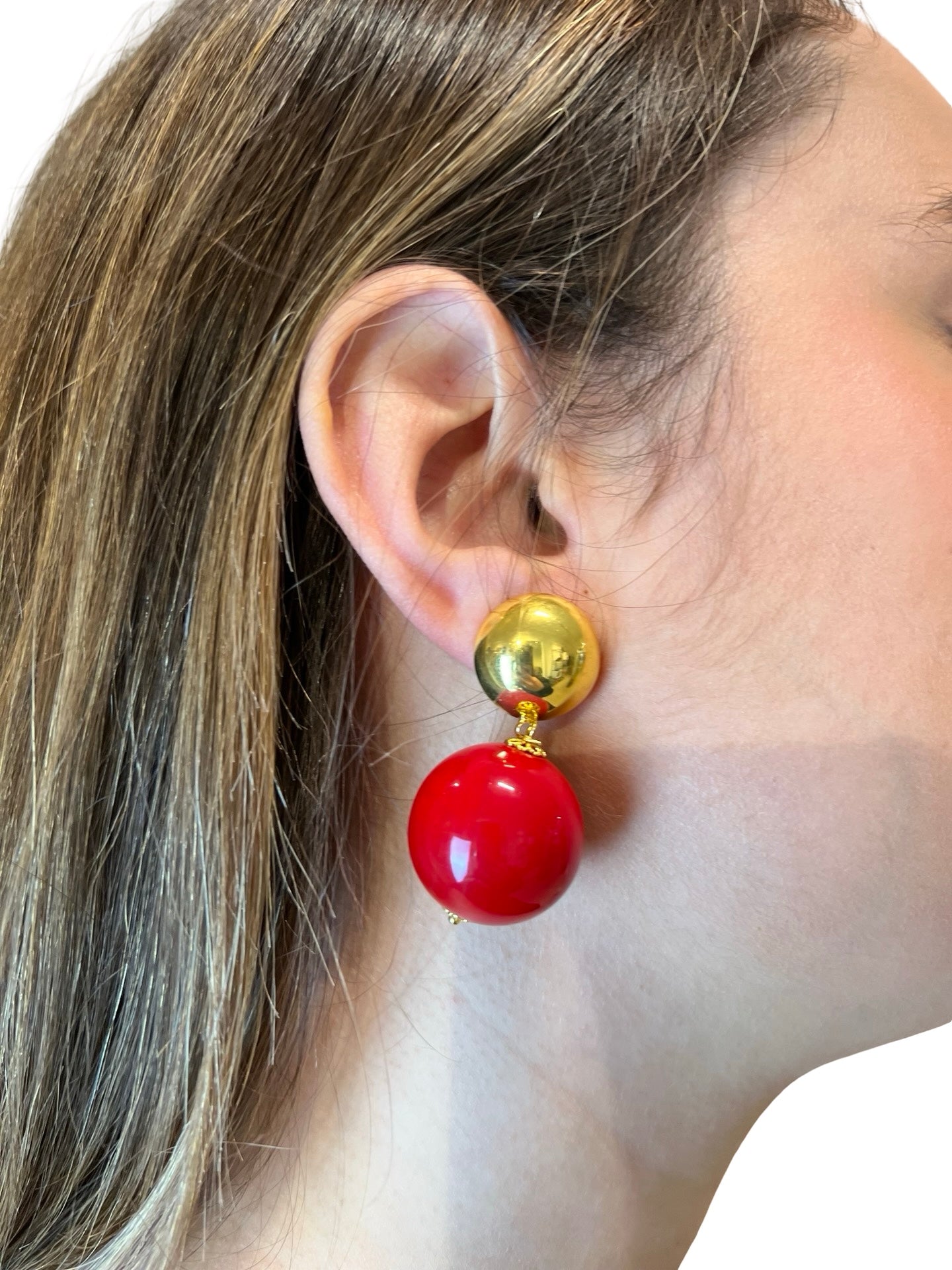 Pendientes Fabrizio Marcantelli Bola Rojo Clip