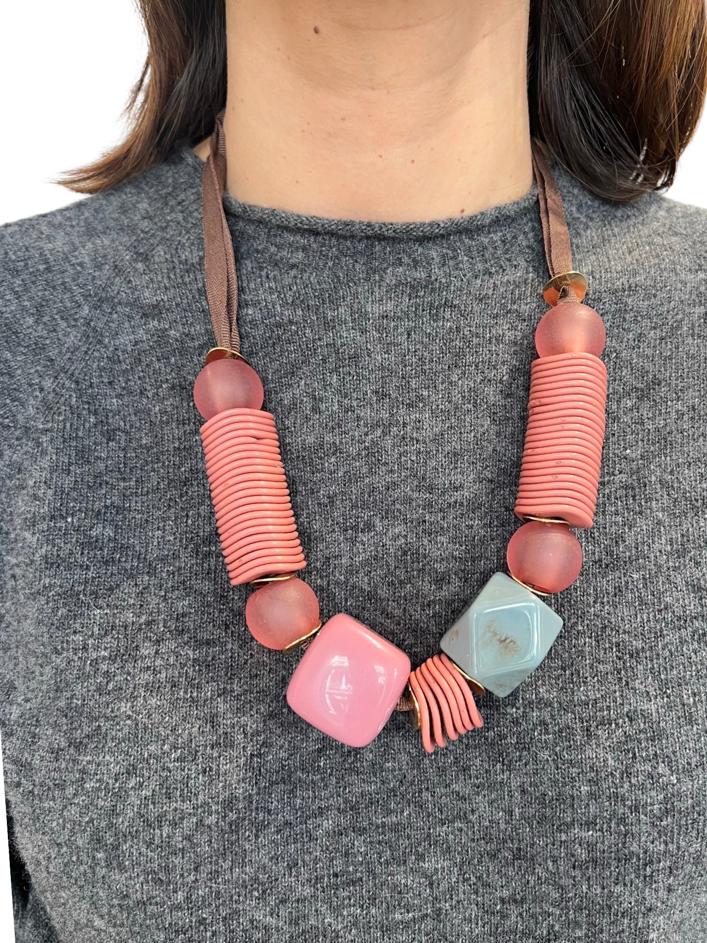 Collar Il Baco Da Seta Cuentas Rosa Palo